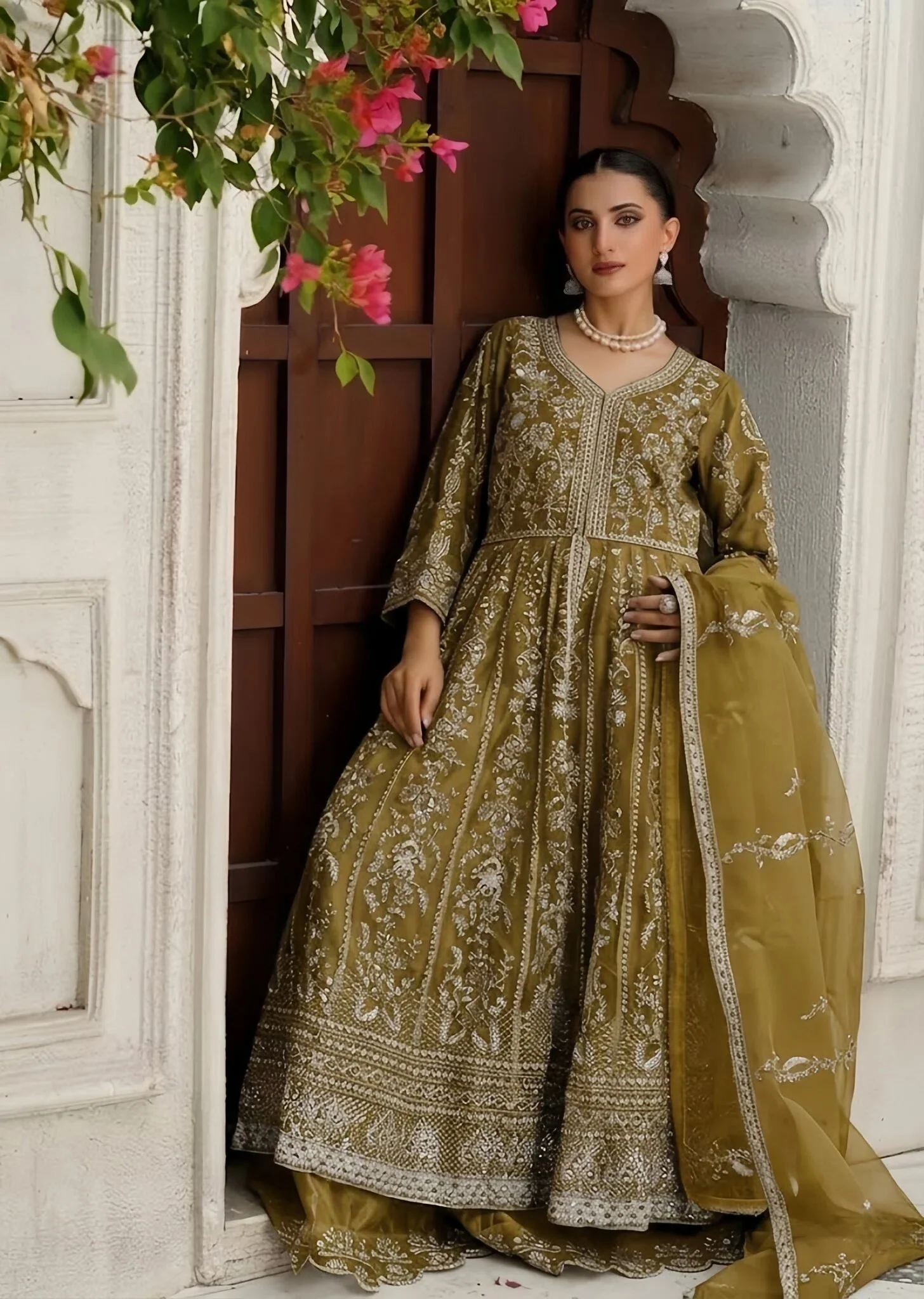 organza Maxi in Olive green