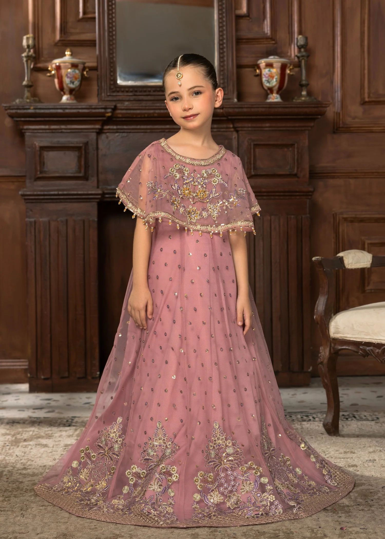 net Pishwas in Mauve pink