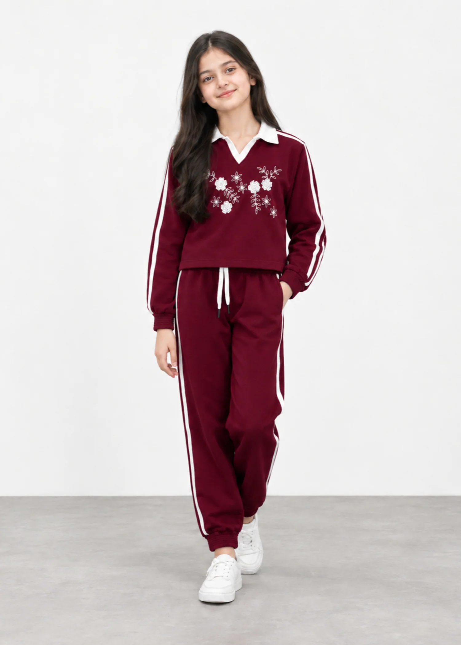 fleece Tracksuit in Wine red