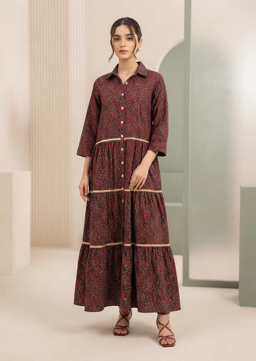 lawn Maxi in Burgundy
