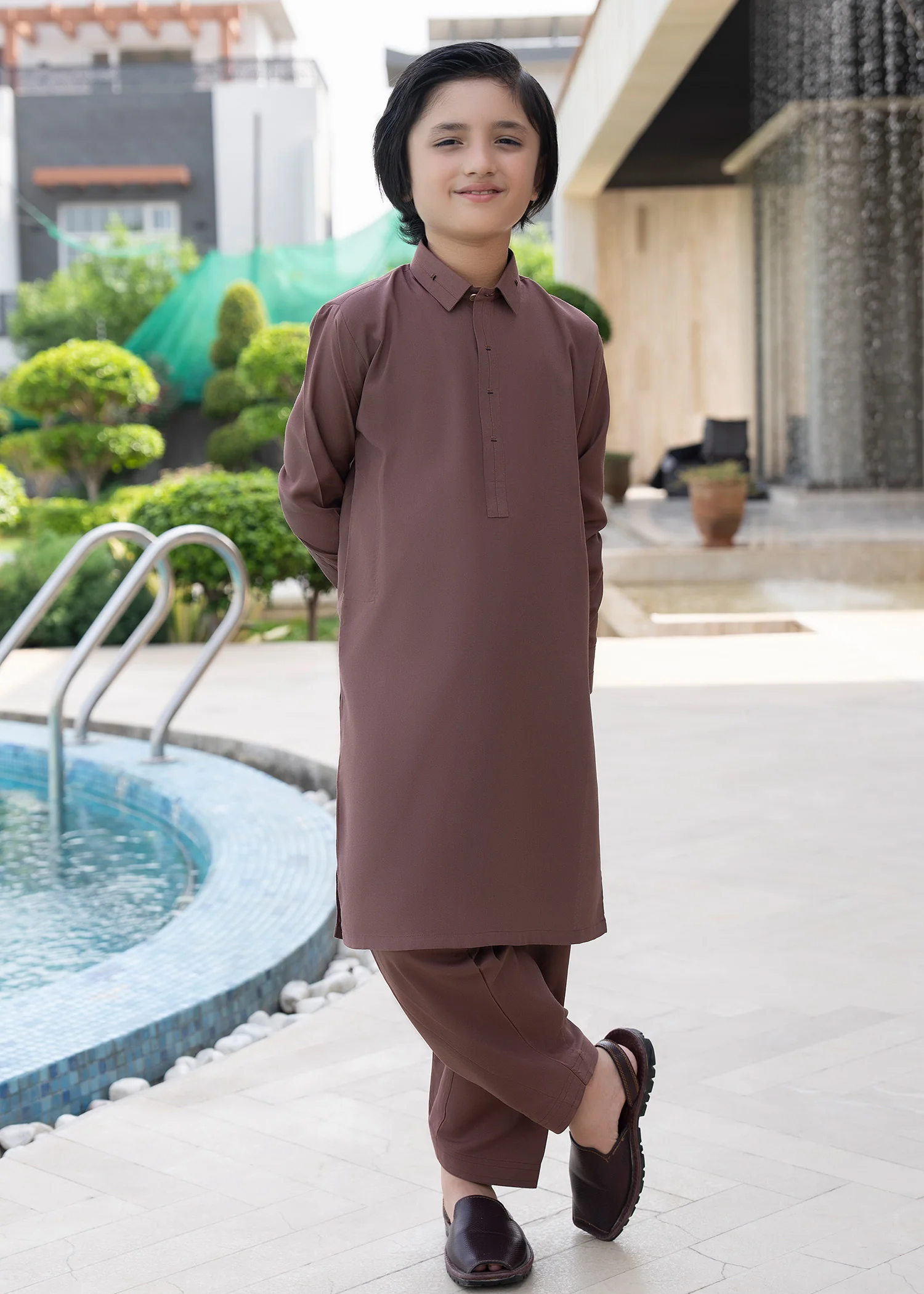 wash & wear Kurta Set in Chocolate brown