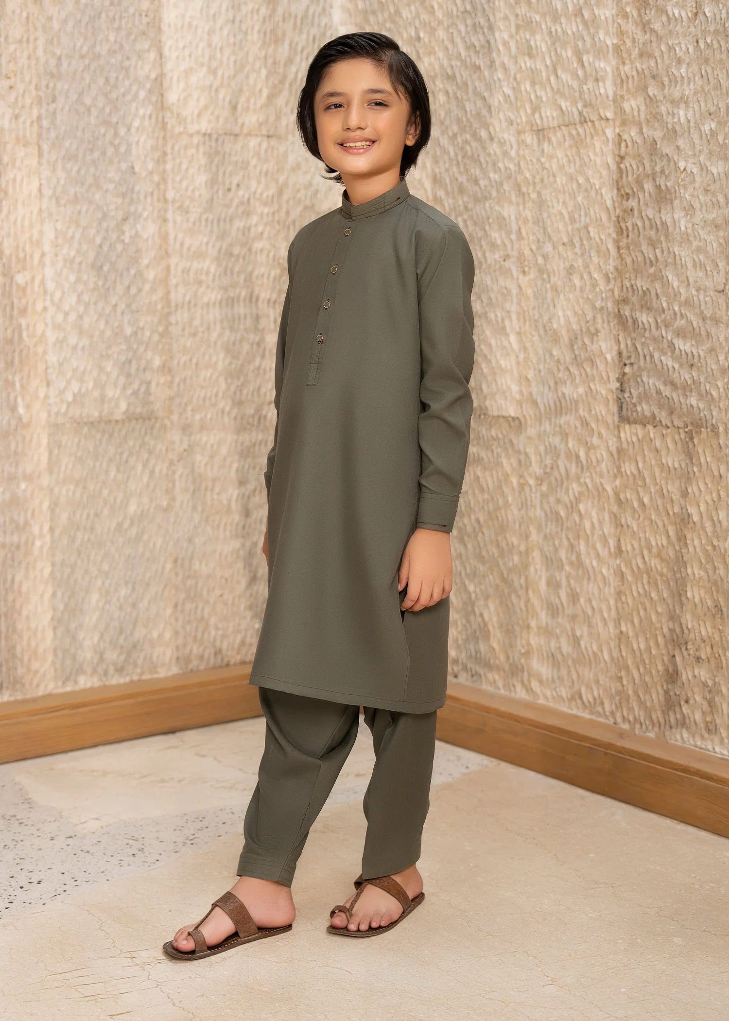 wash & wear Kurta Set in Olive green