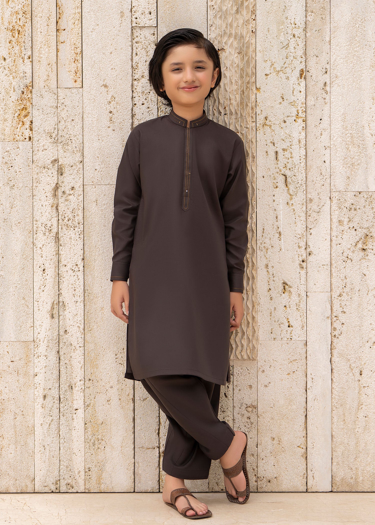 wash & wear Kurta Set in Chocolate brown