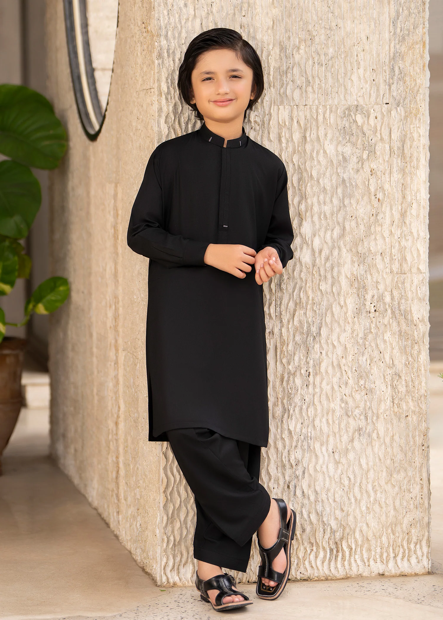 wash & wear Kurta Set in Black