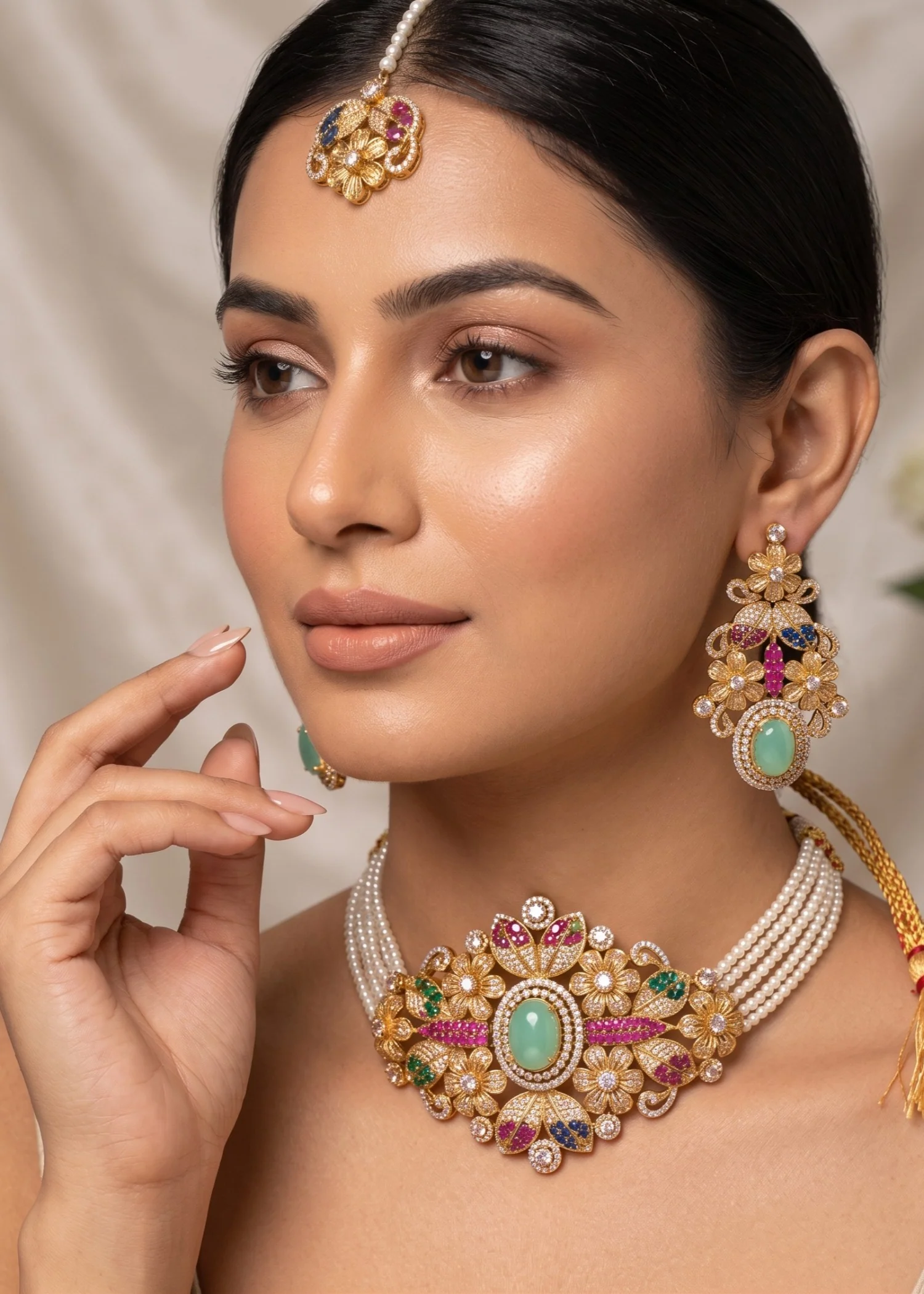 Choker in Mint green, multi Color by - Trendy Women Choker ZOK6594