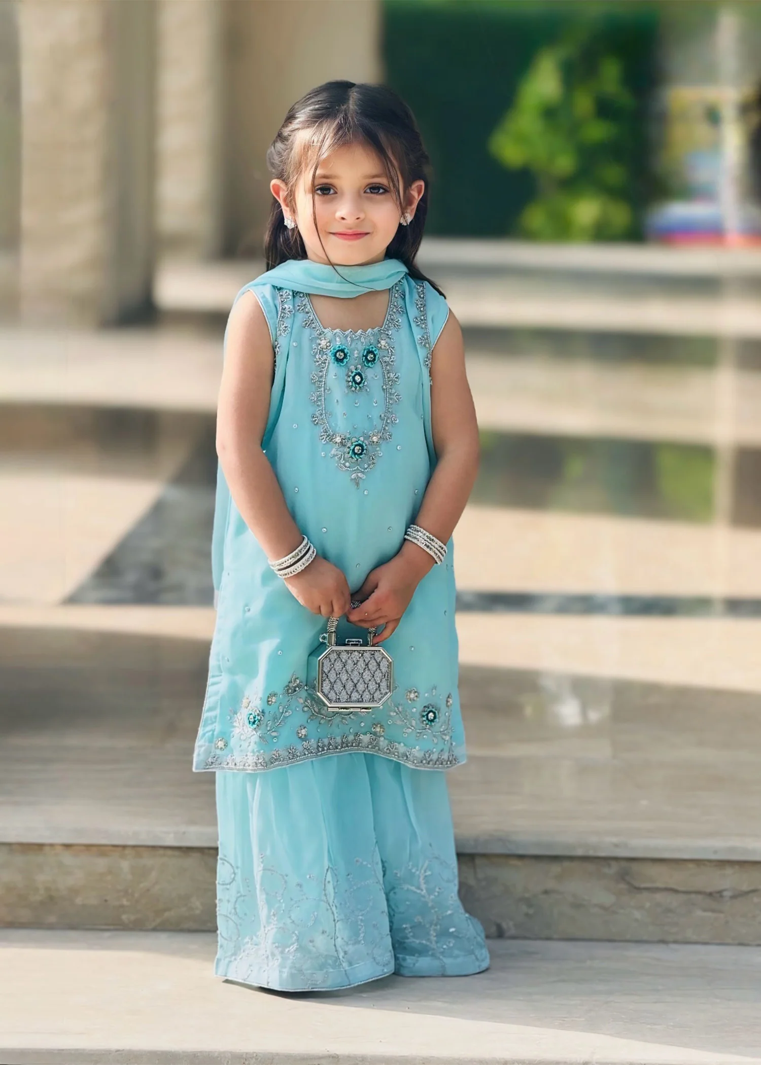 chiffon Gharara in Sky blue - view 5