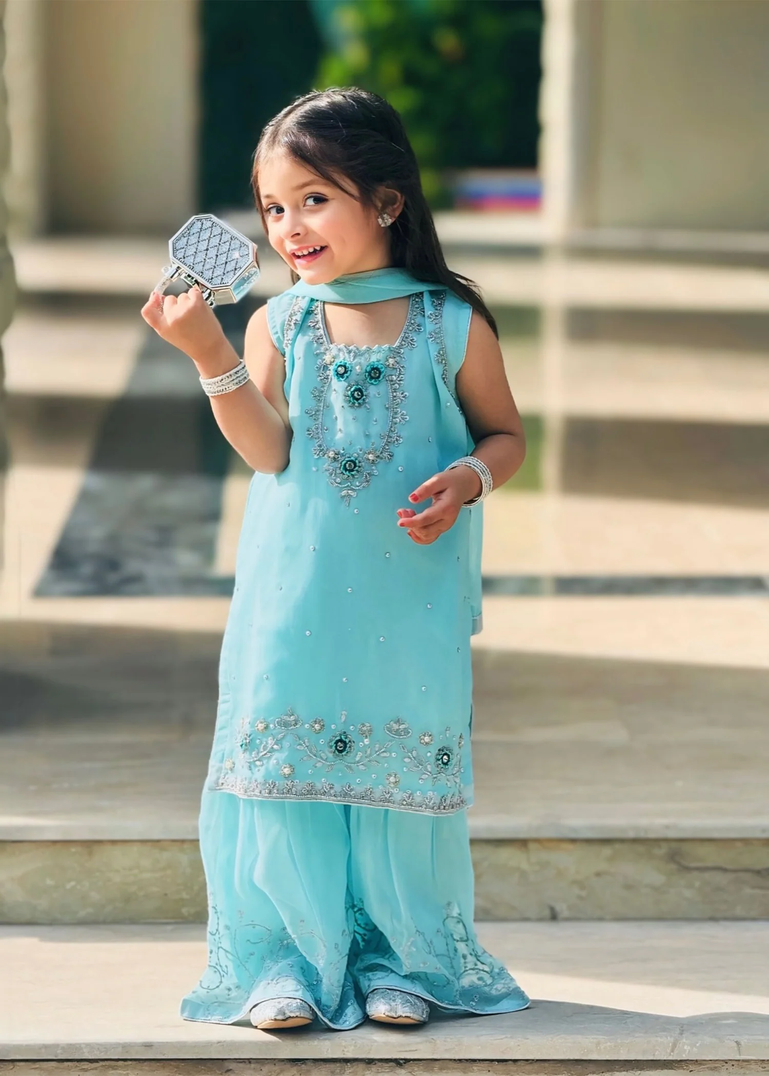 chiffon Gharara in Sky blue - view 7