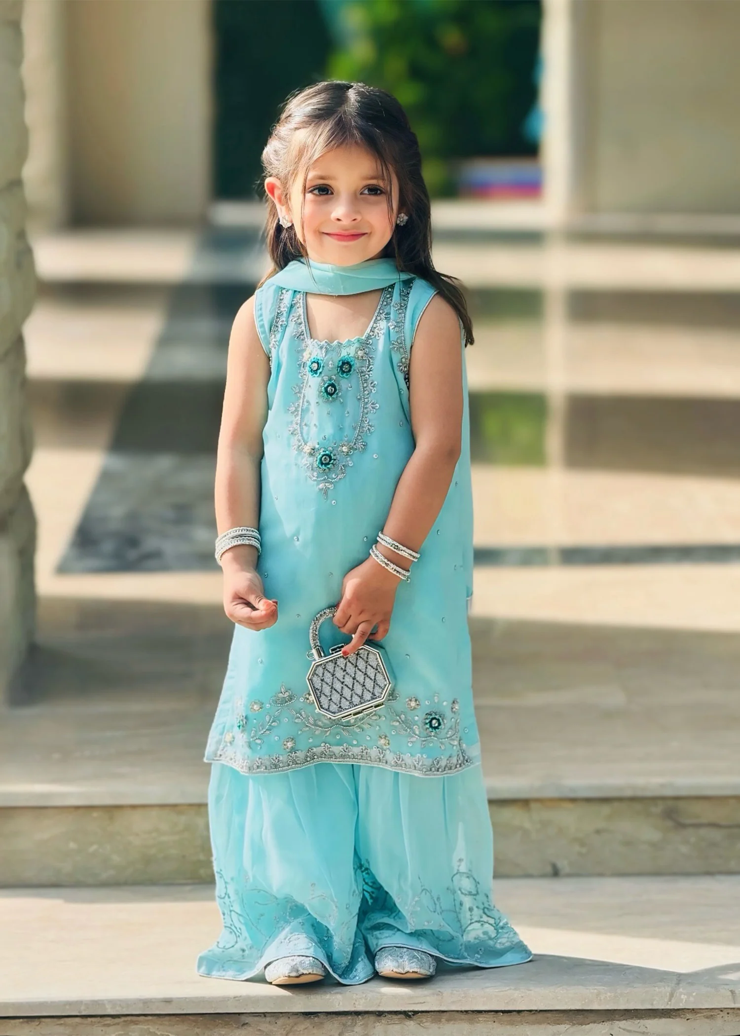 chiffon Gharara in Sky blue - view 6
