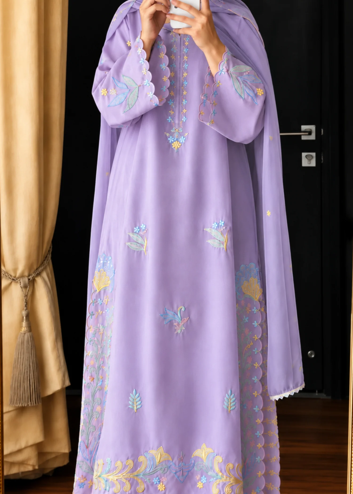 lawn cotton Kurta Set in Wisteria - view 2