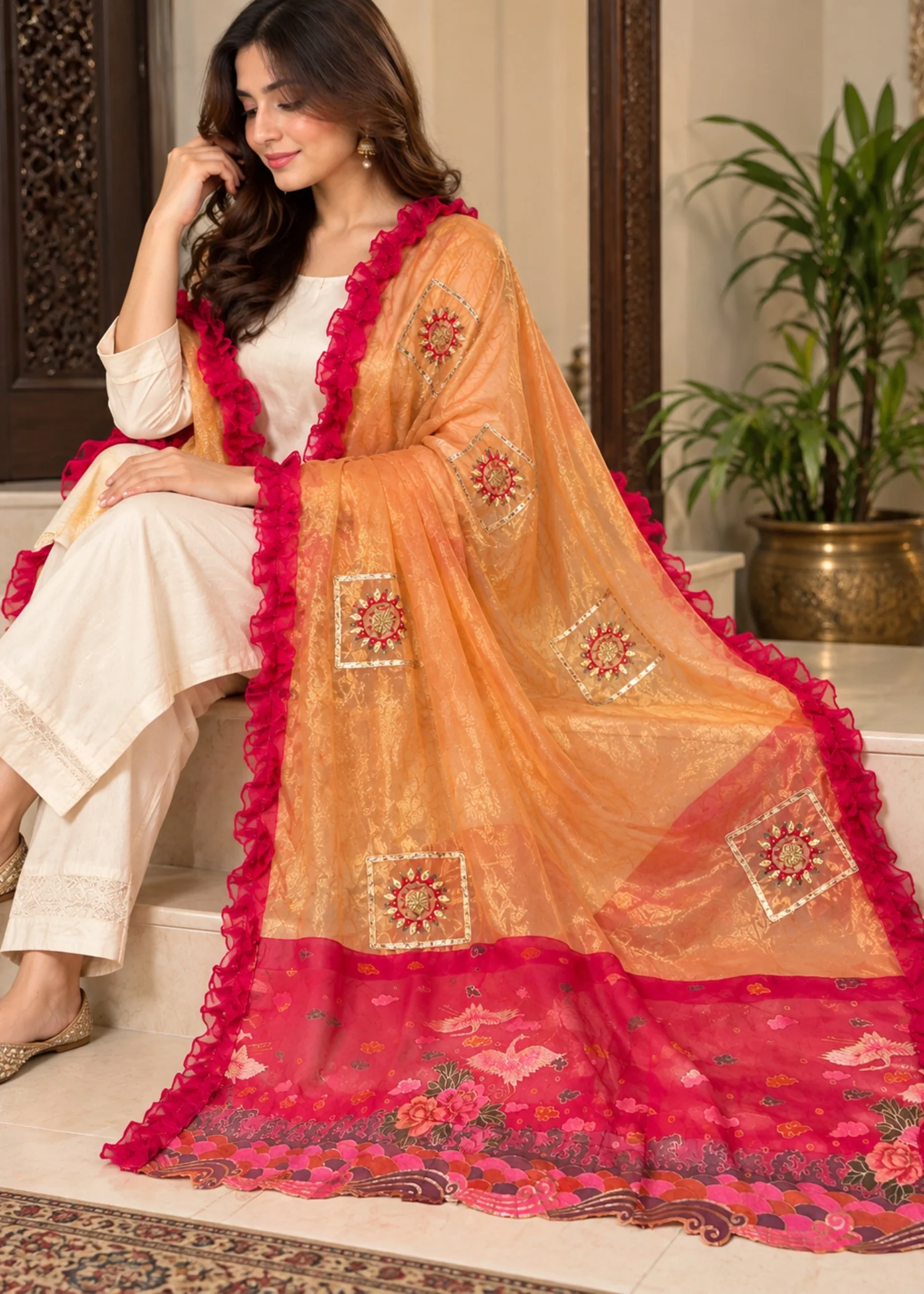 Dupatta in Multi Color by - Trendy Women Dupatta VMS2343 - view 2