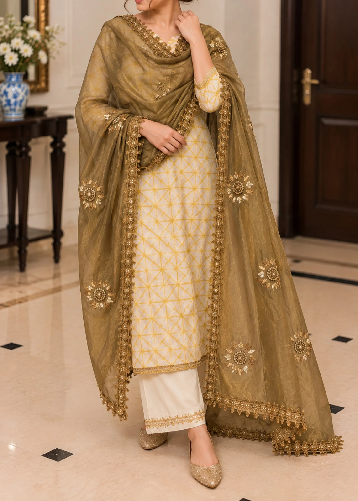 Dupatta in Peanut Color by - Trendy Women Dupatta ILM2829 - view 4