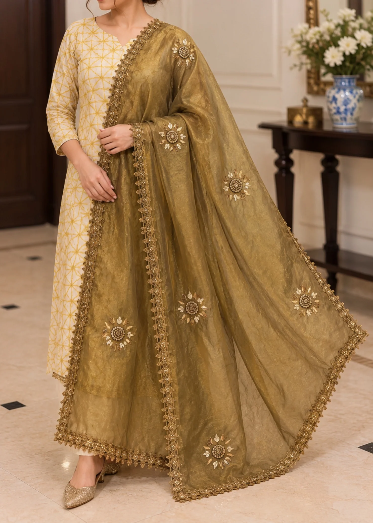 Dupatta in Peanut Color by - Trendy Women Dupatta ILM2829