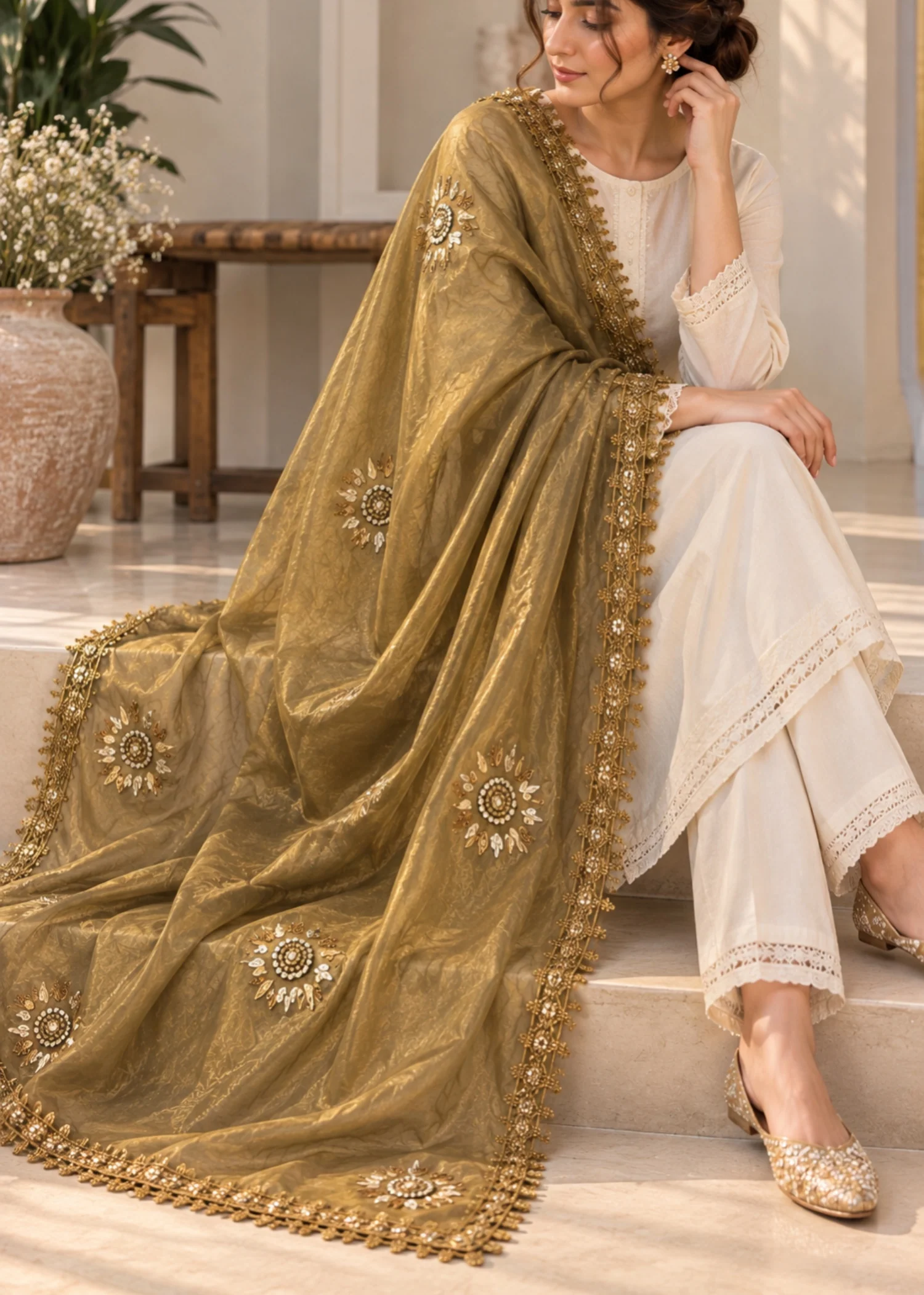 Dupatta in Peanut Color by - Trendy Women Dupatta ILM2829 - view 2