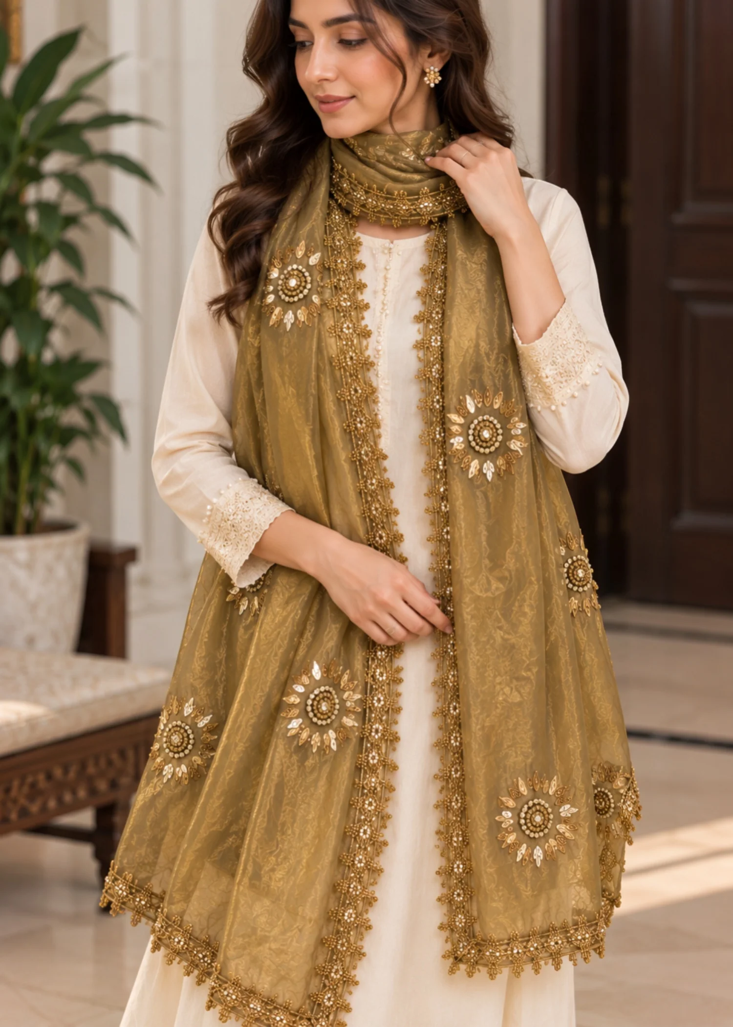 Dupatta in Peanut Color by - Trendy Women Dupatta ILM2829 - view 3