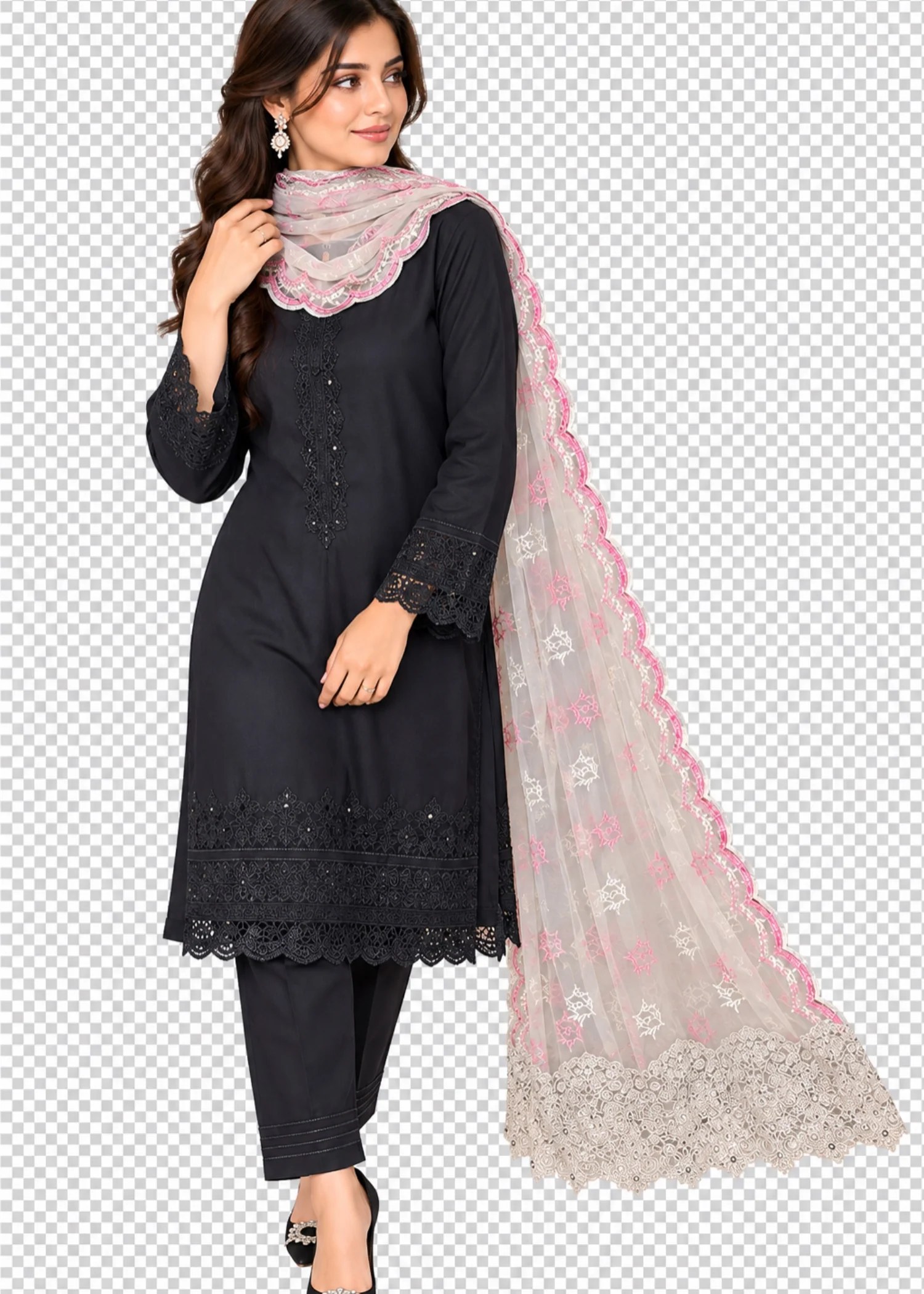 Dupatta in Off-white Color by - Trendy Women Dupatta QTE7698