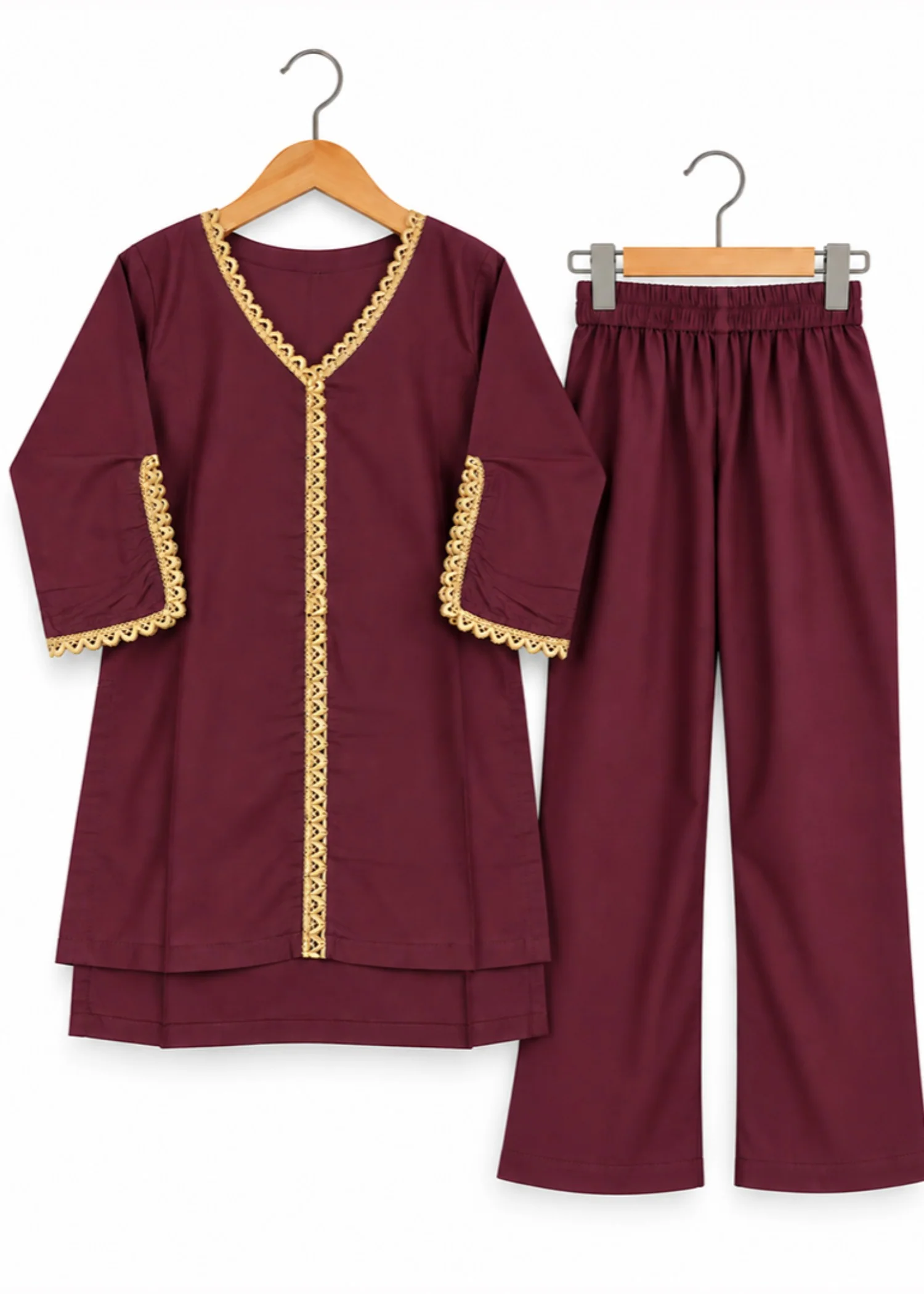 linen Kurta Set in Sangria - view 2