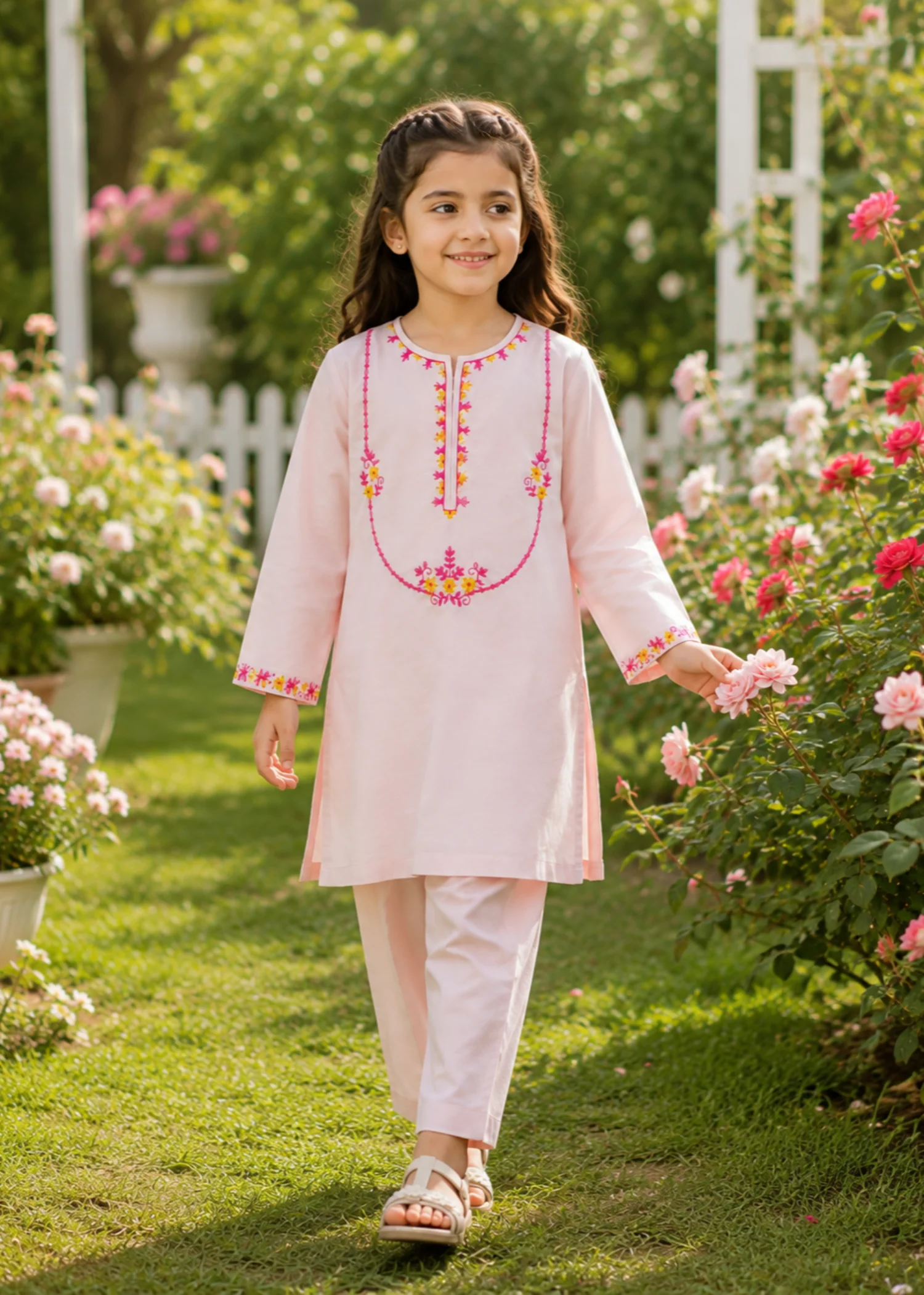 corduroy Kurta Set in Light pink