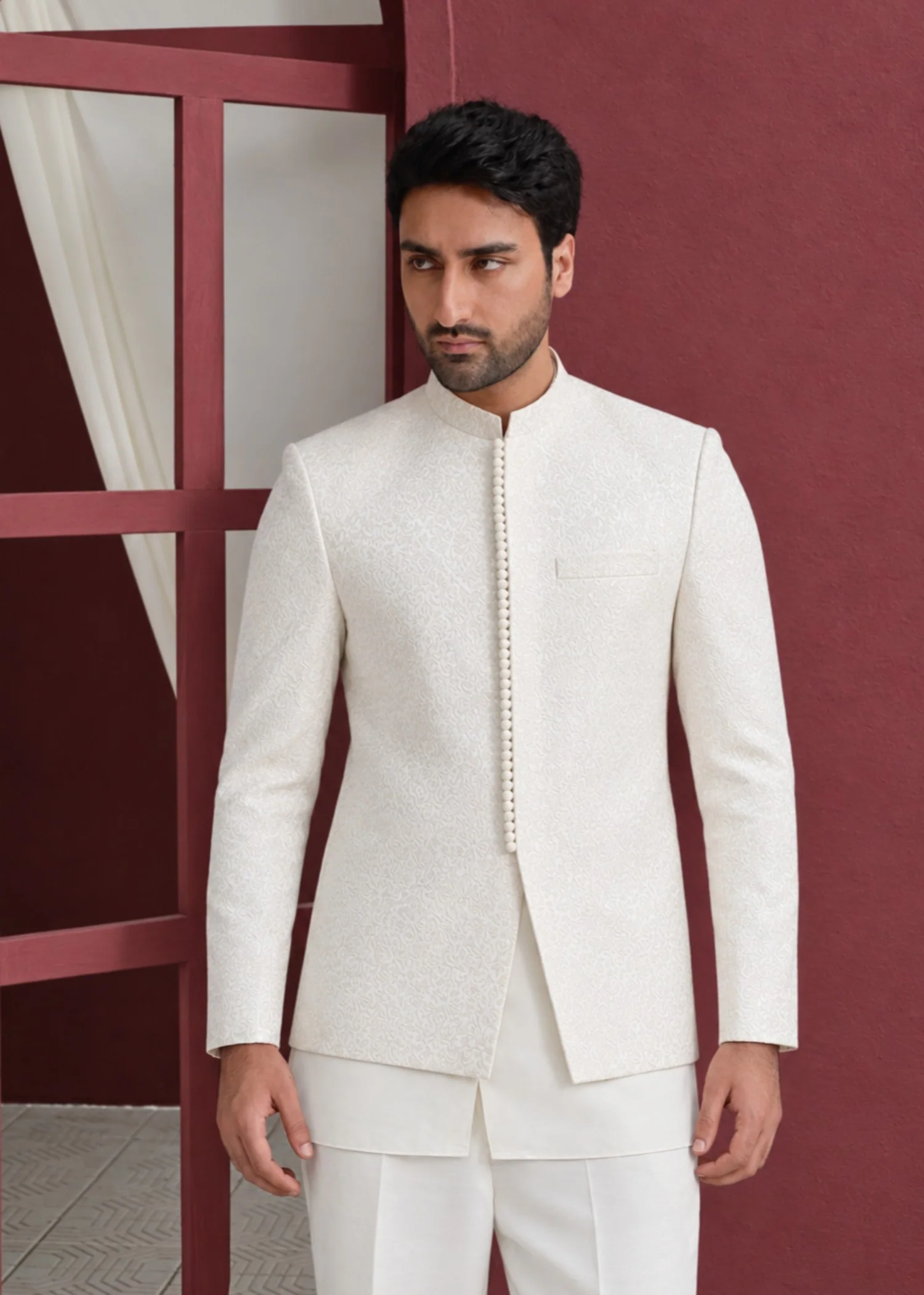 raw silk Prince Coat in Off-white - view 2