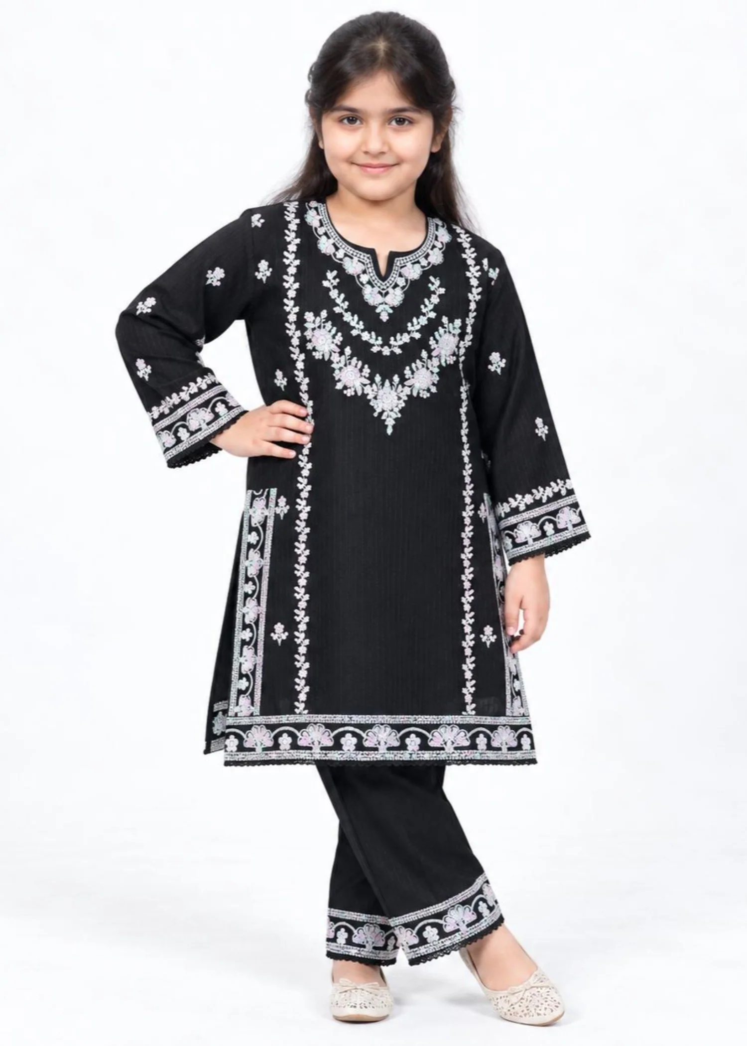dhanak Kurta Set in Black