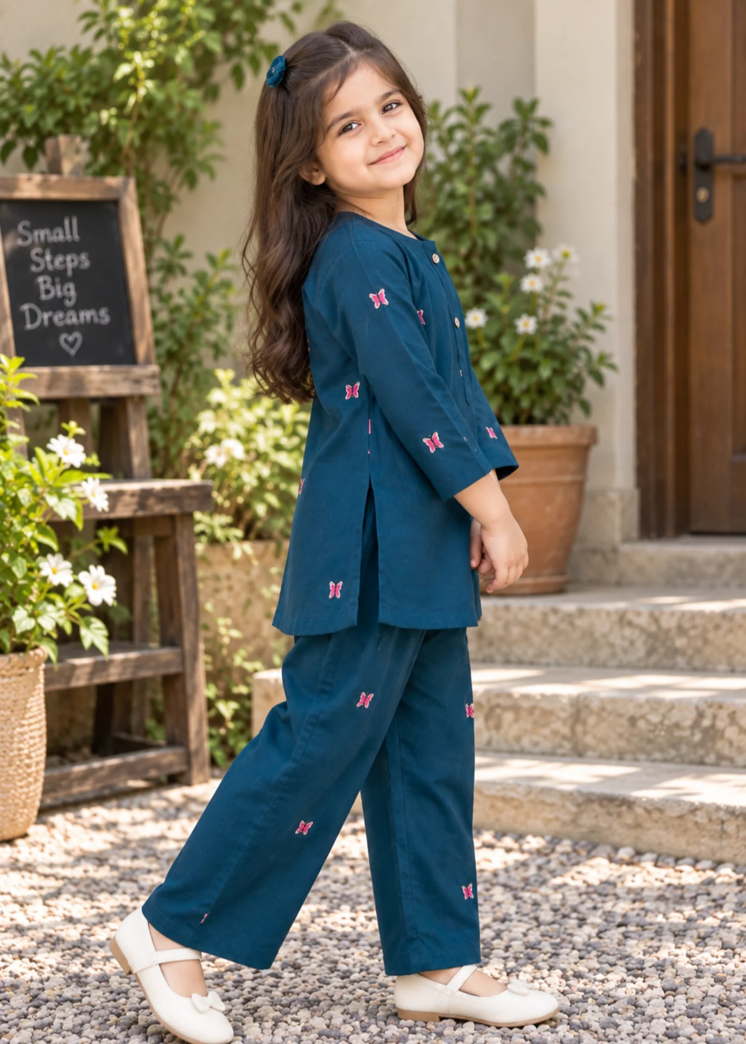 standard corduroy Kurta Set in Teal