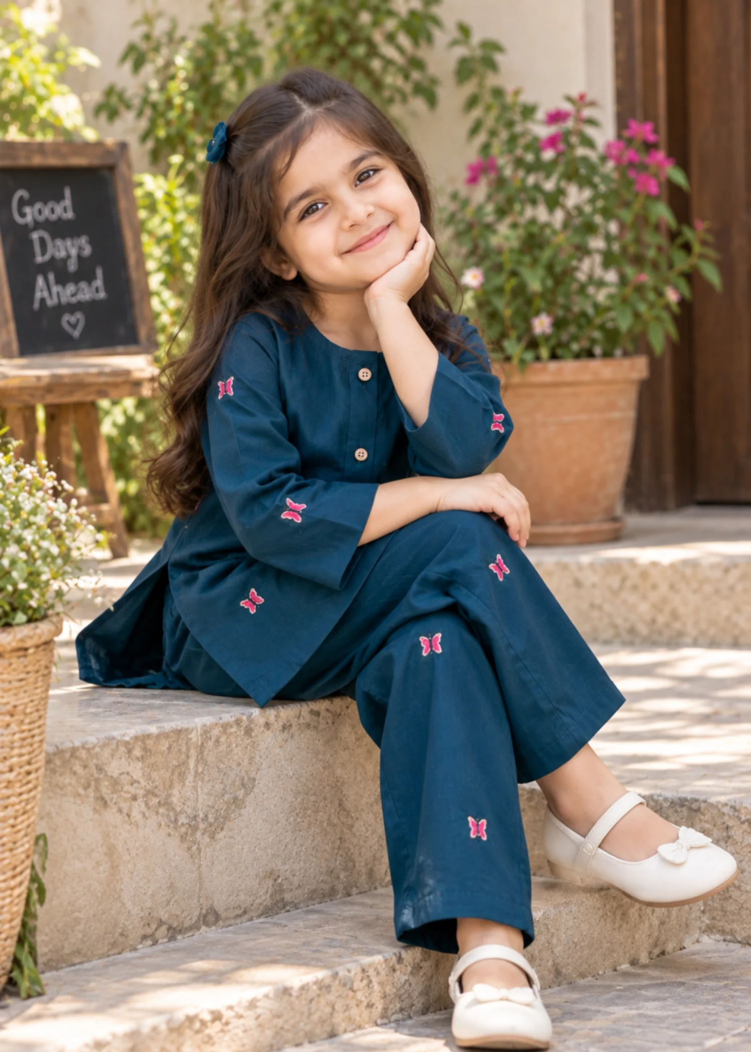 standard corduroy Kurta Set in Teal - view 3
