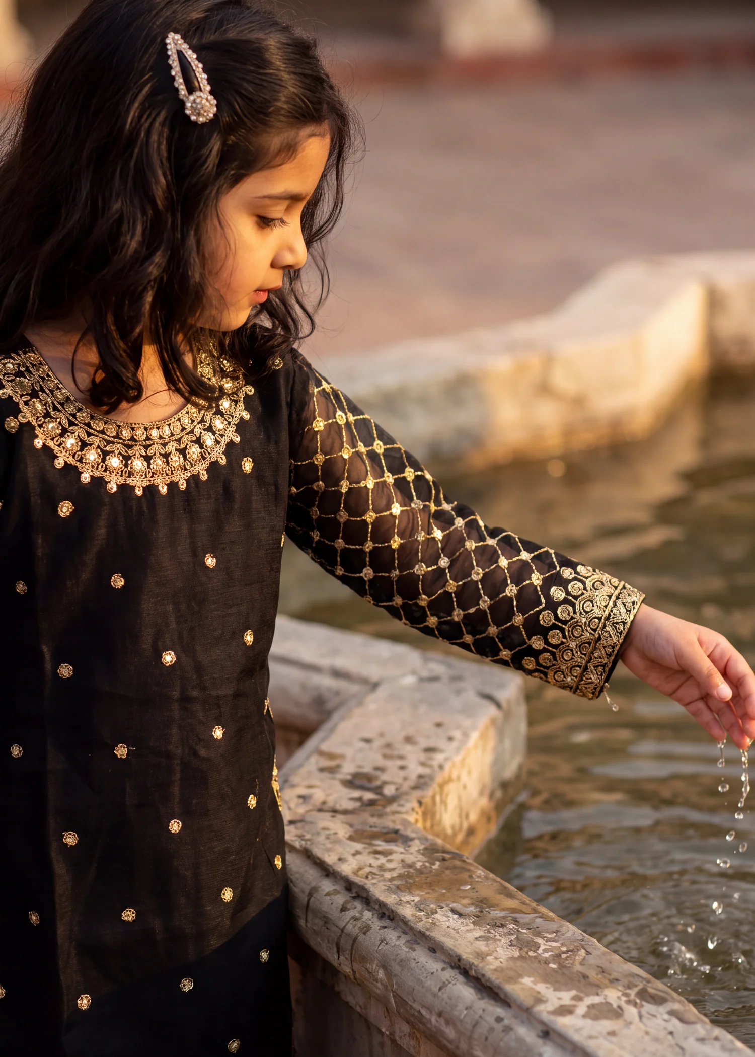 chiffon Gharara in Black - view 2