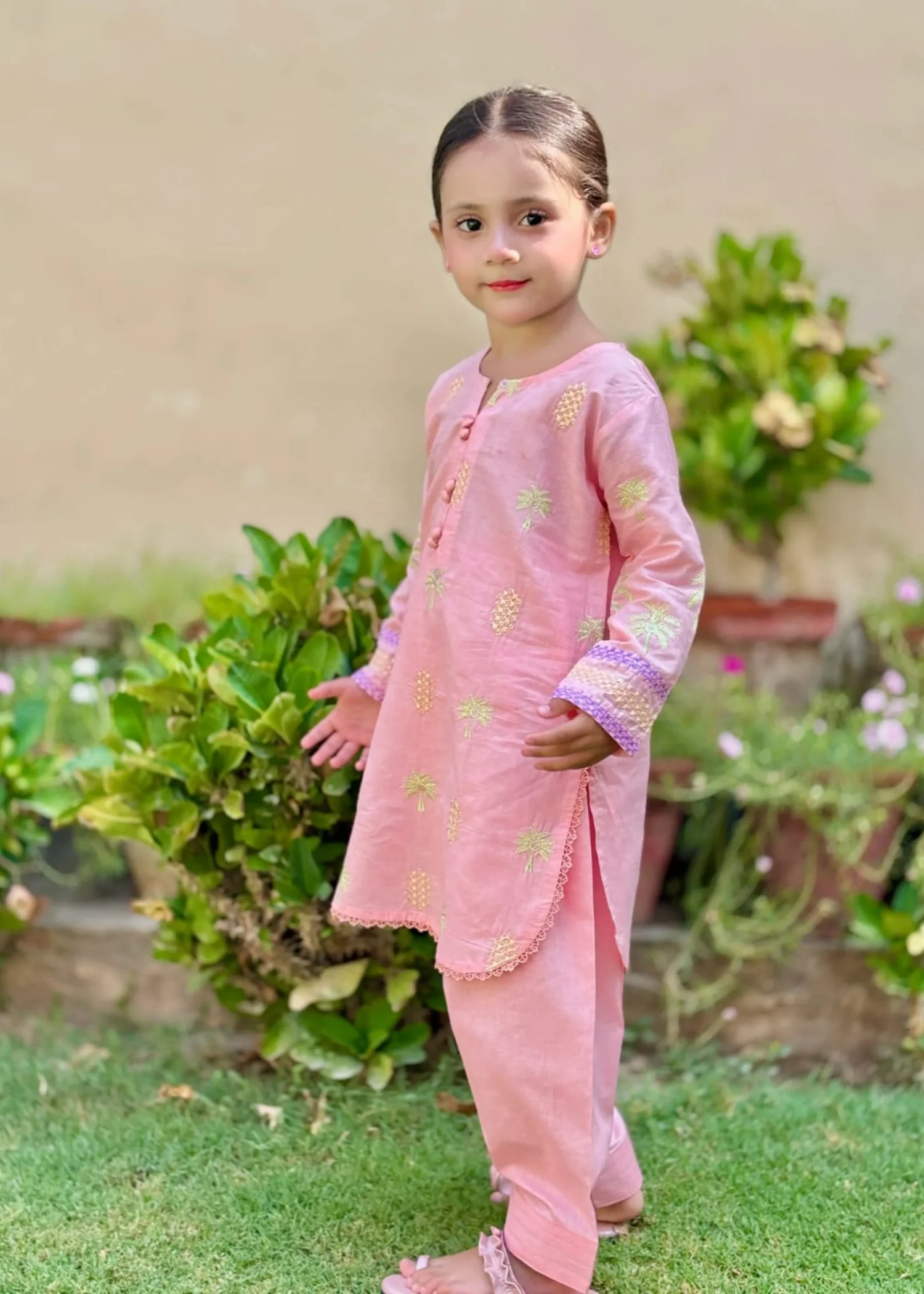 cotton Kurta Set in Bubblegum pink - view 8
