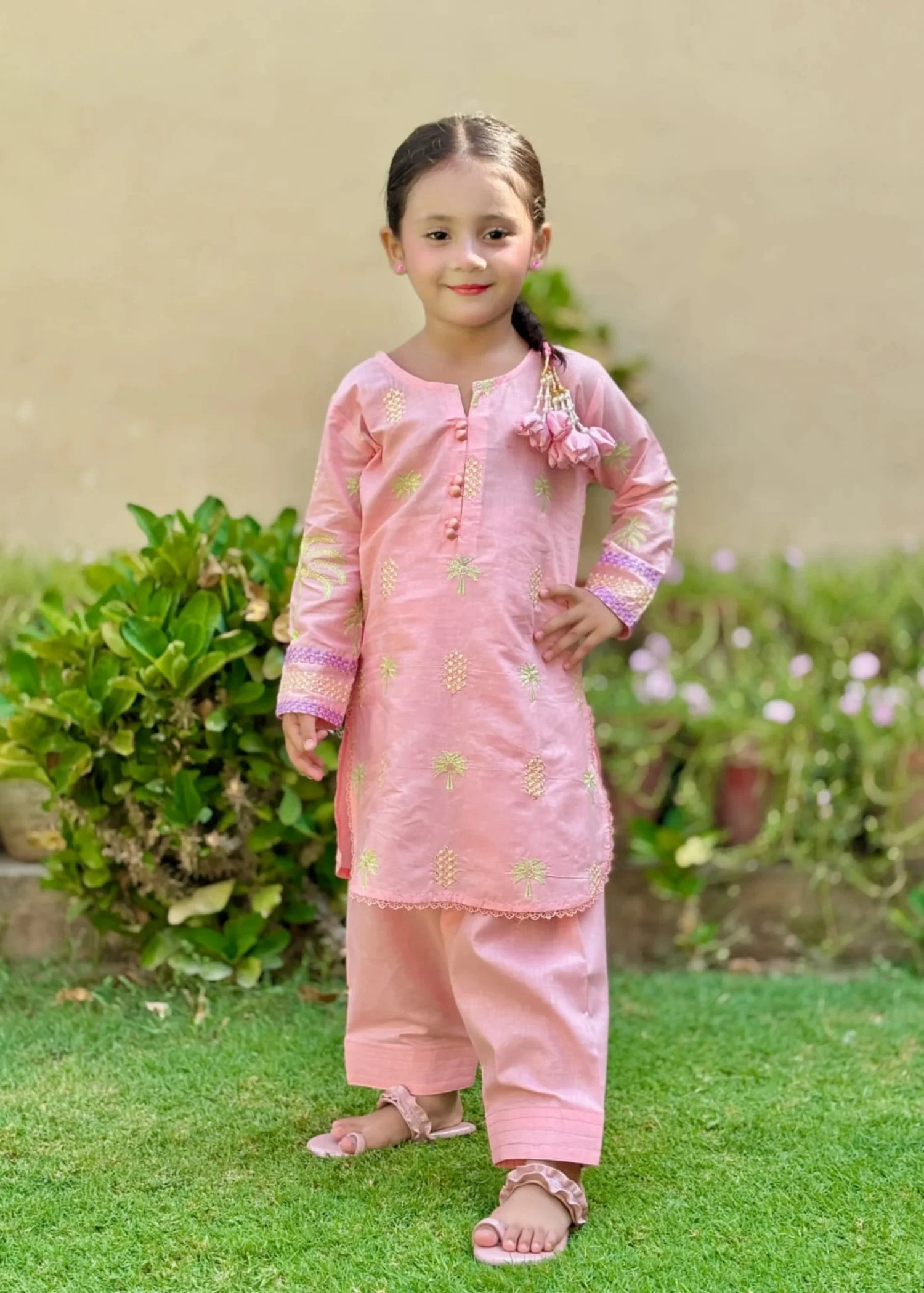 cotton Kurta Set in Bubblegum pink