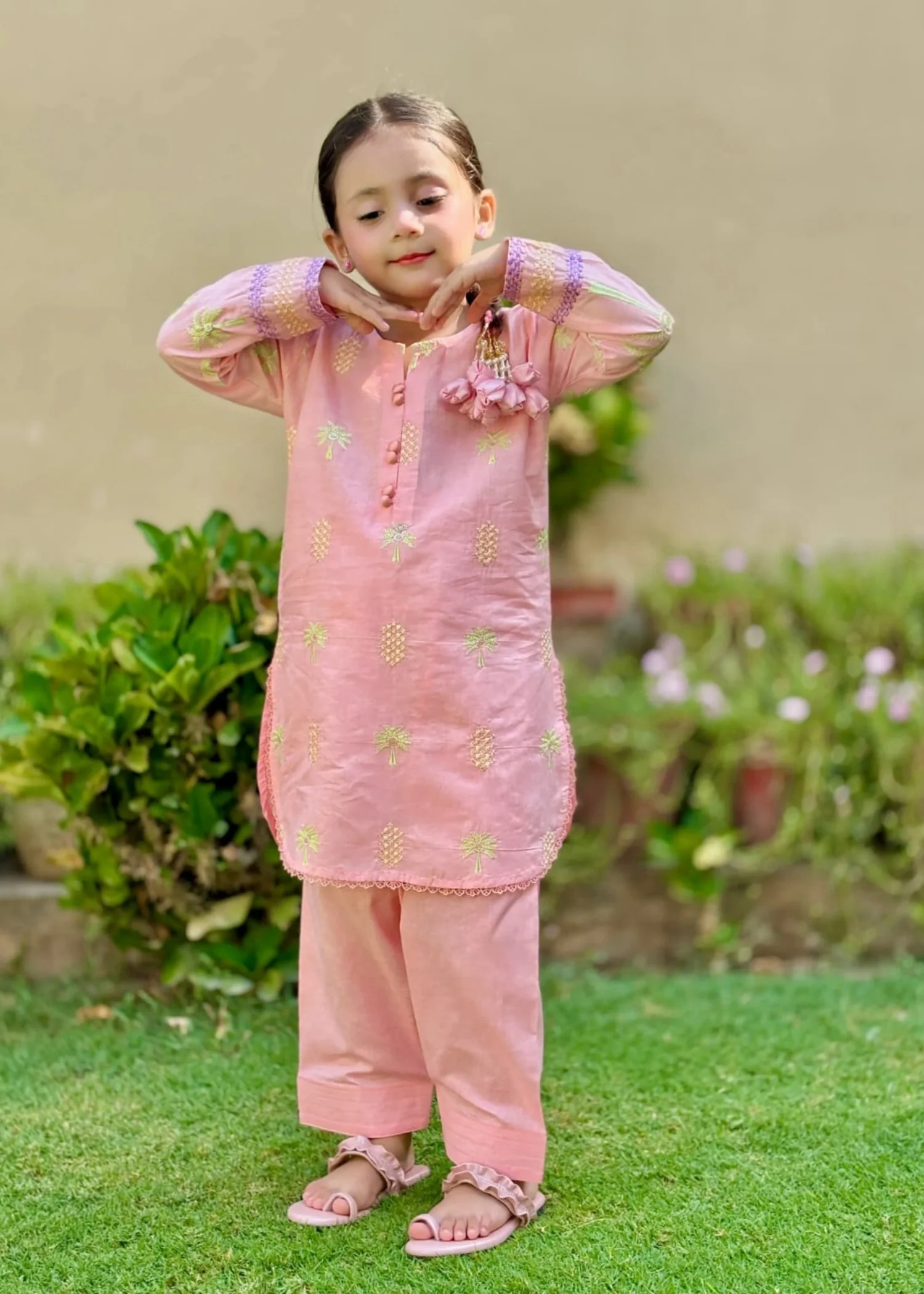cotton Kurta Set in Bubblegum pink - view 2