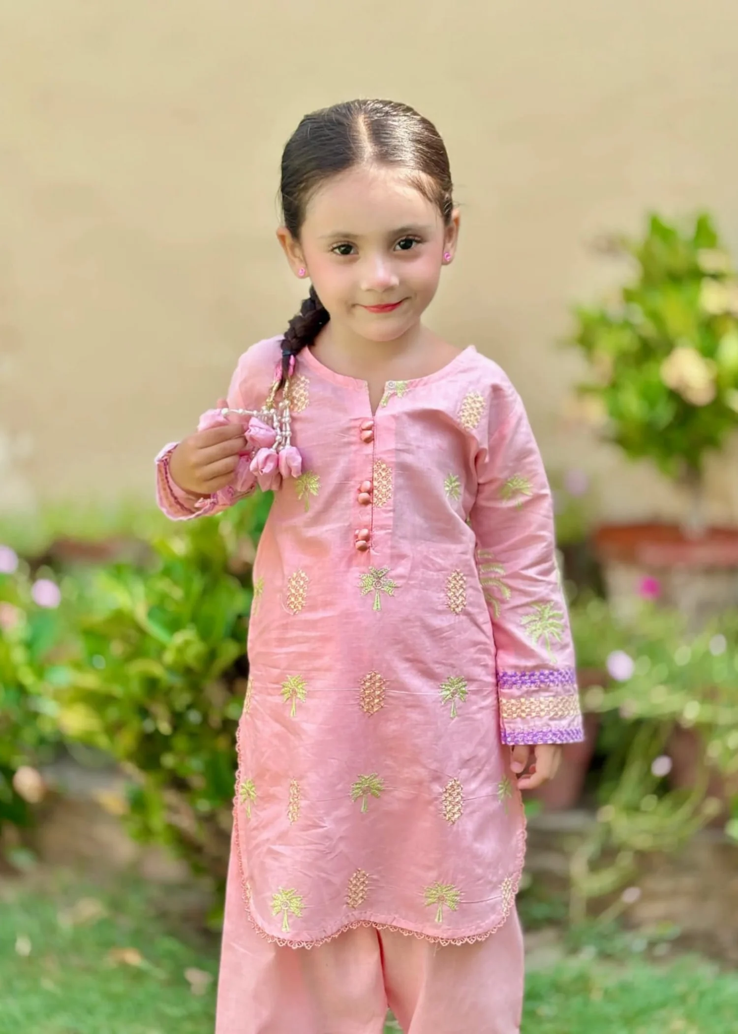 cotton Kurta Set in Bubblegum pink - view 5