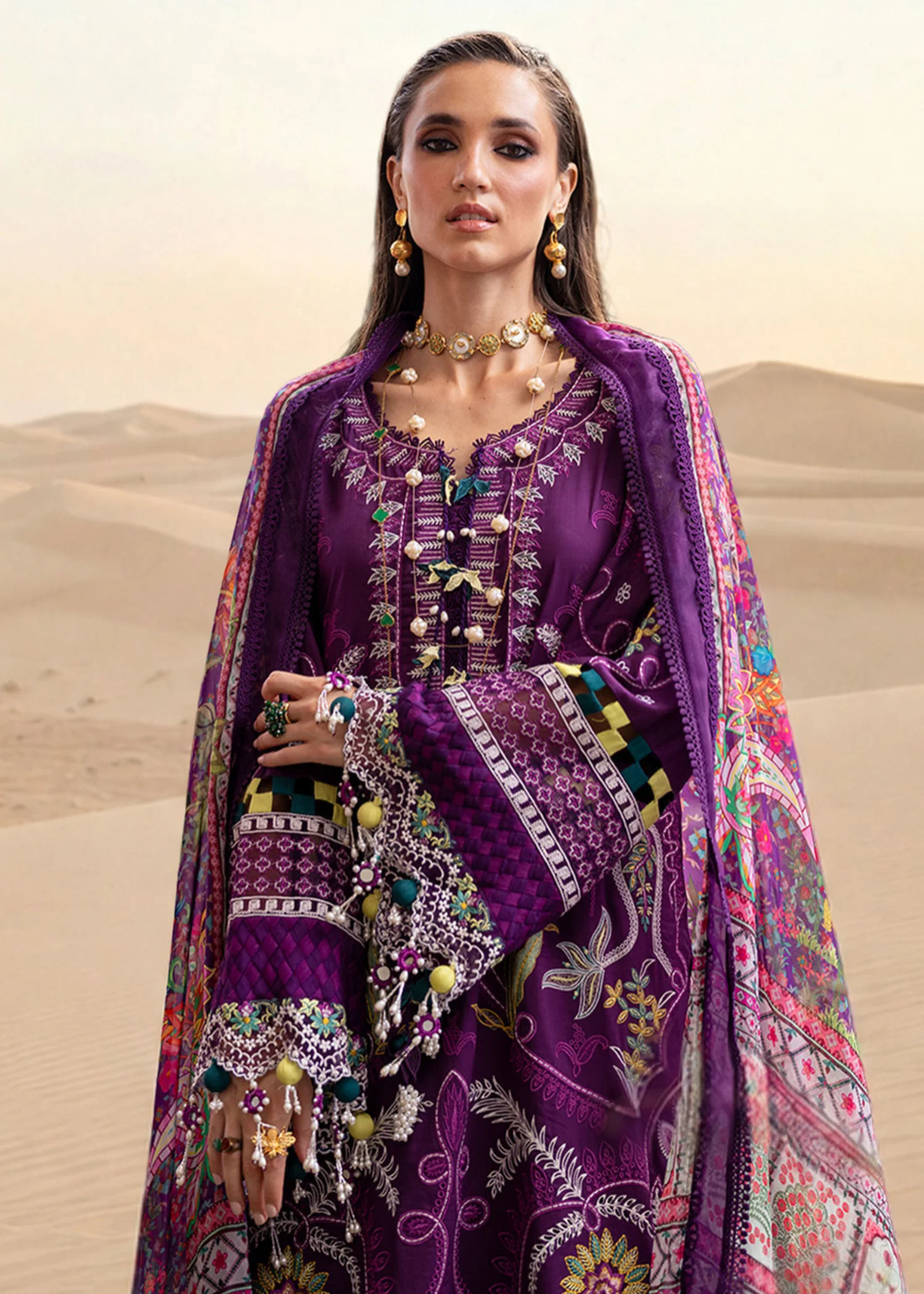 lawn Kurta Set in Purple - view 3