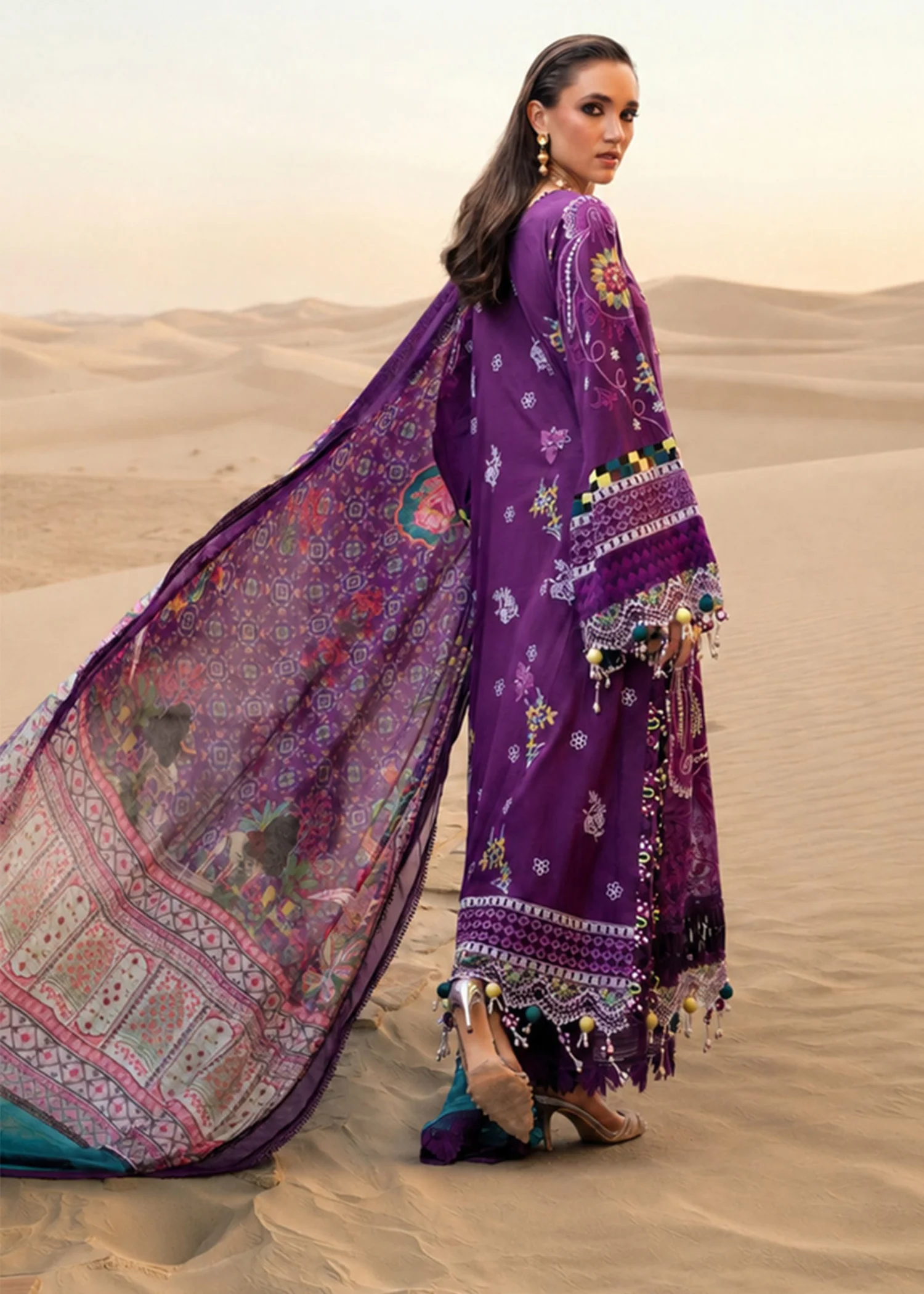 lawn Kurta Set in Purple - view 2