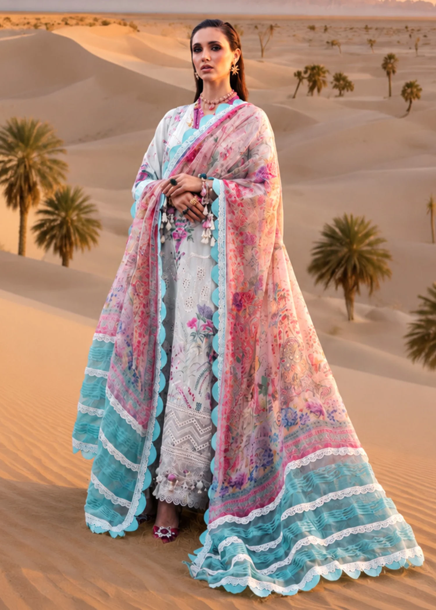 lawn Kurta Set in White
