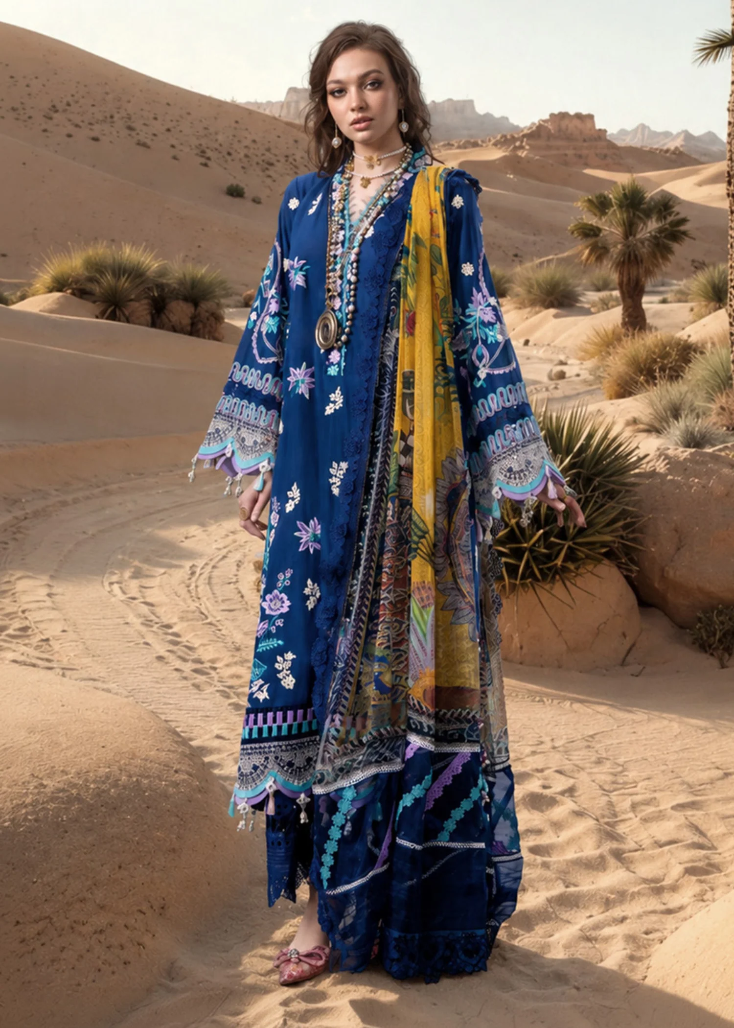 lawn Kurta Set in Blue - view 4