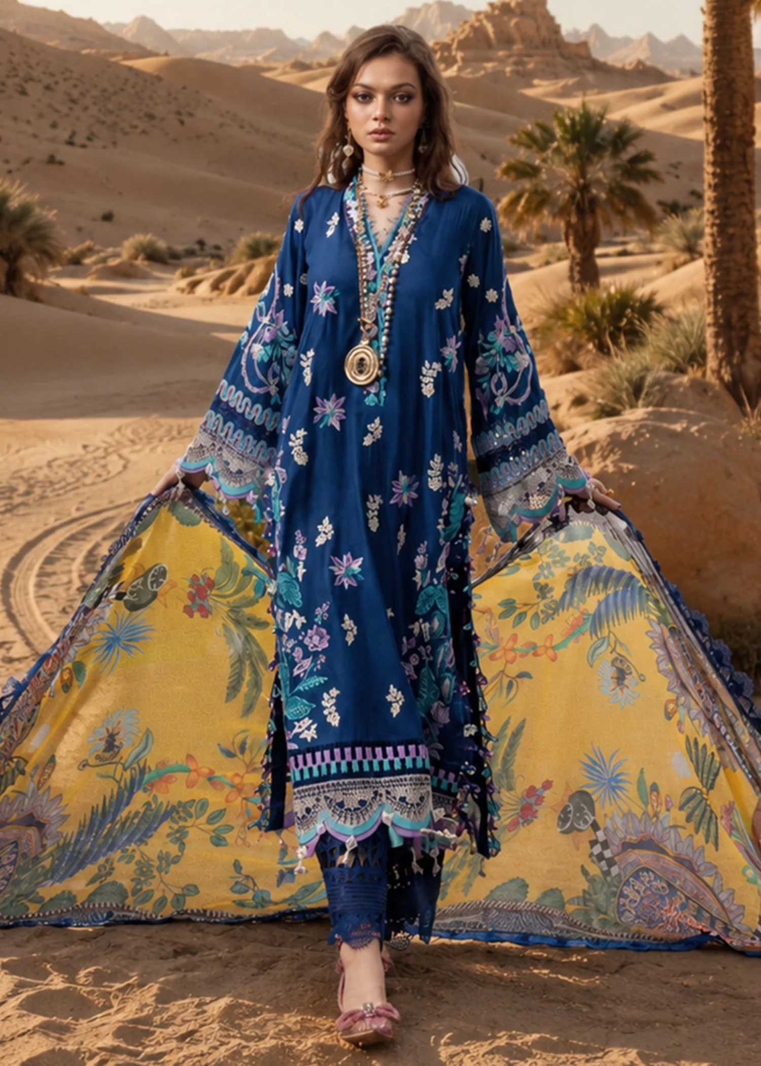 lawn Kurta Set in Blue