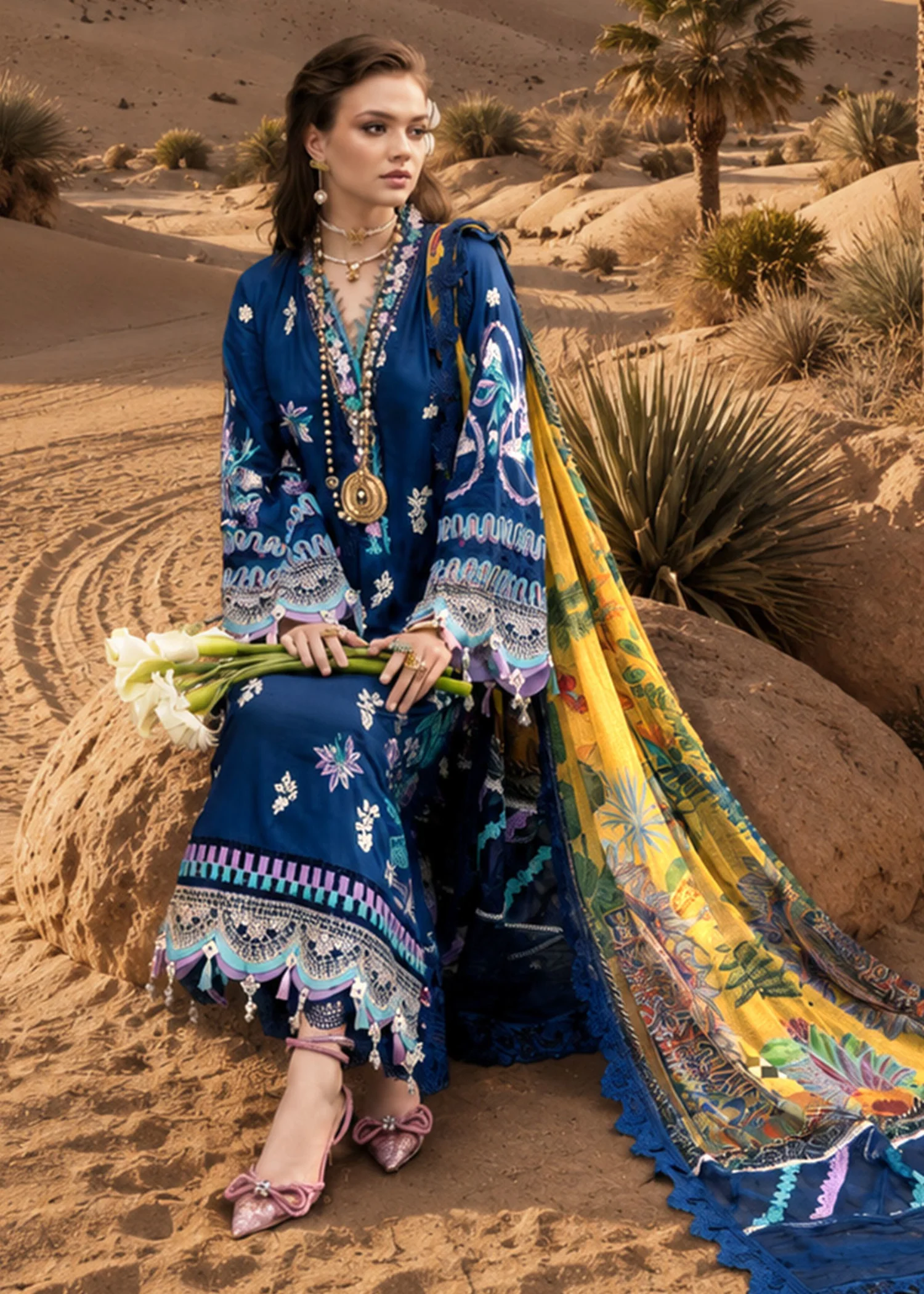 lawn Kurta Set in Blue - view 2