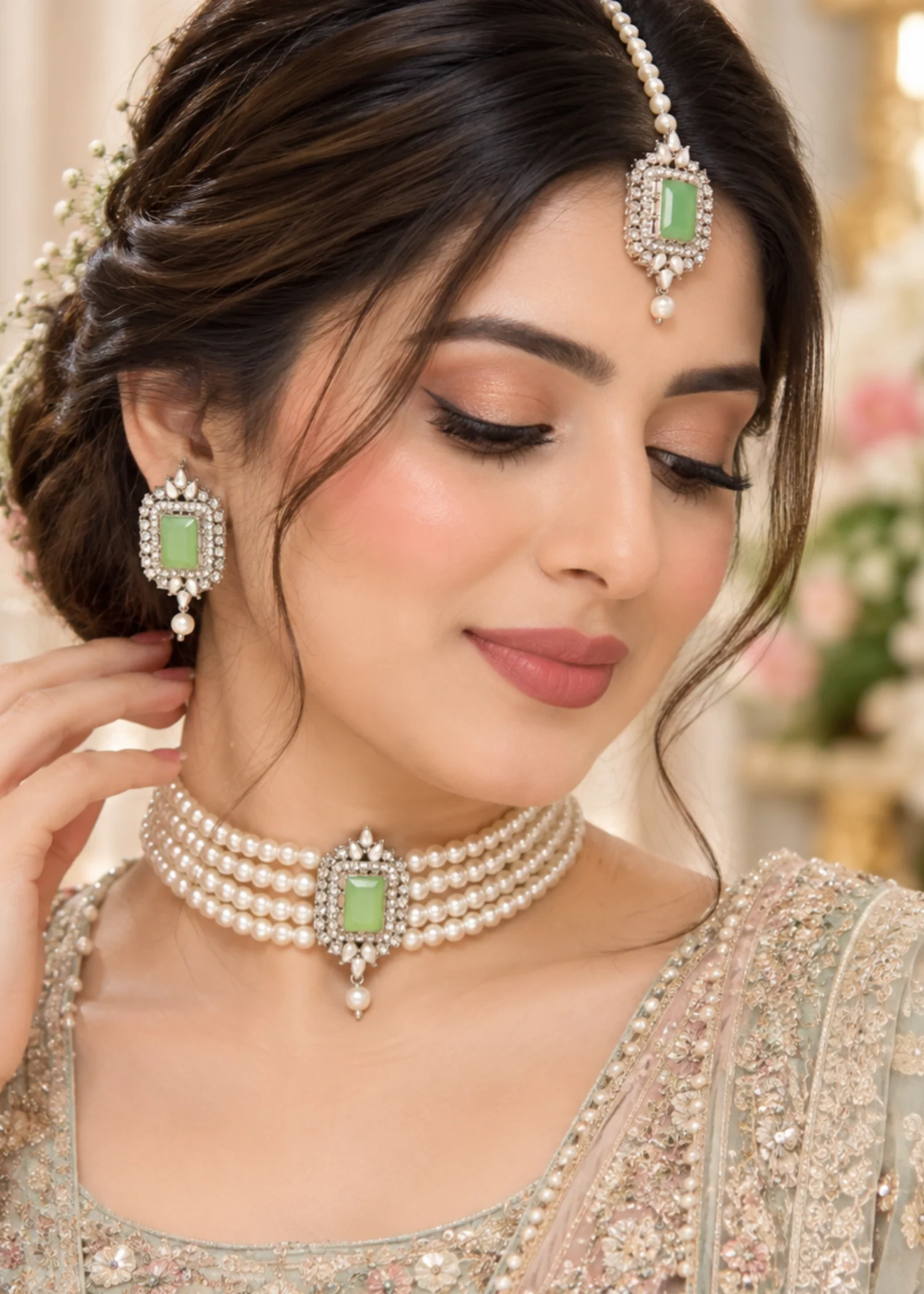 Choker in Pistachio green Color by - Trendy Women Choker CAO1460