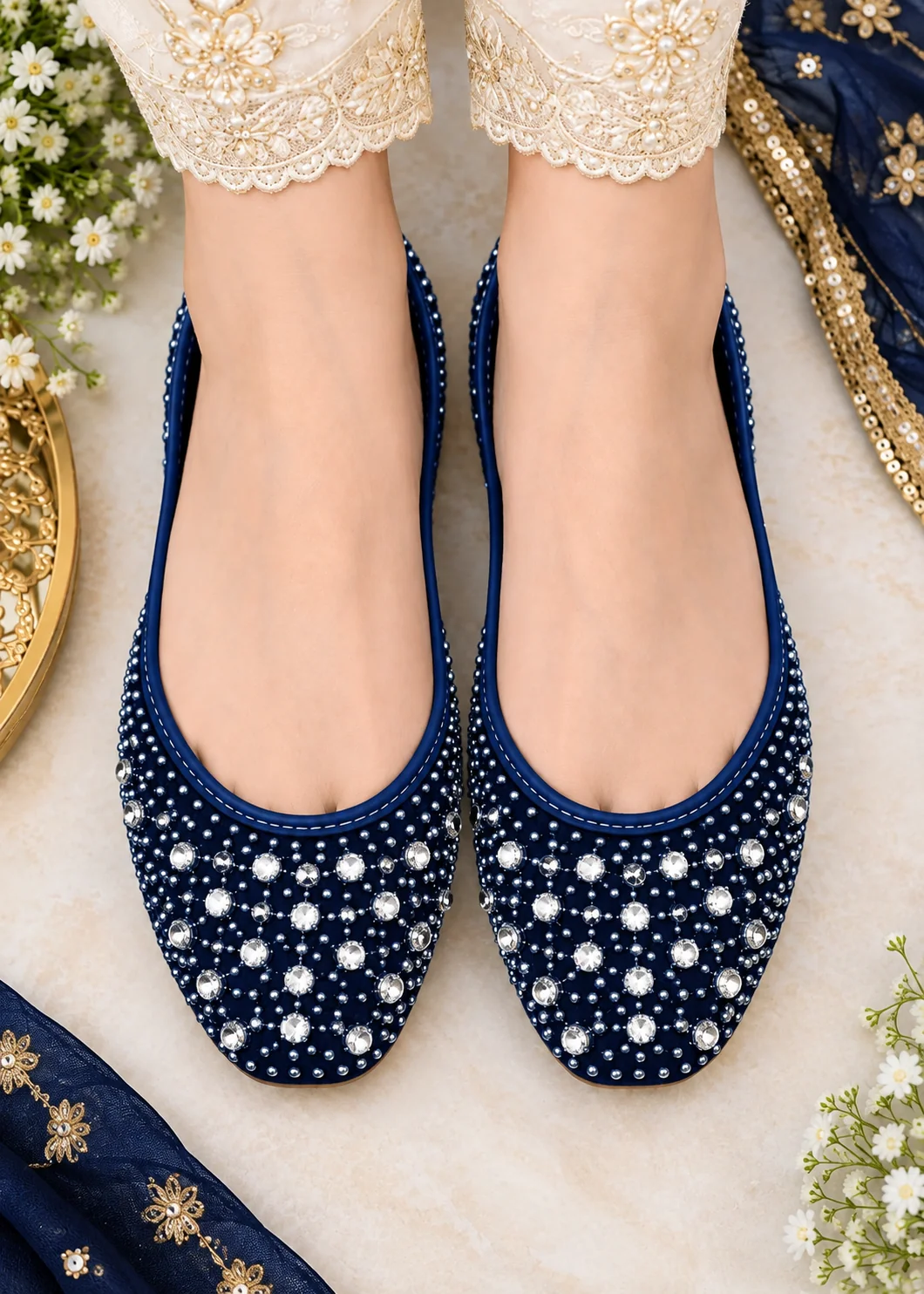 Khussa in Blue by - High Quality Women Khussa LUU0237