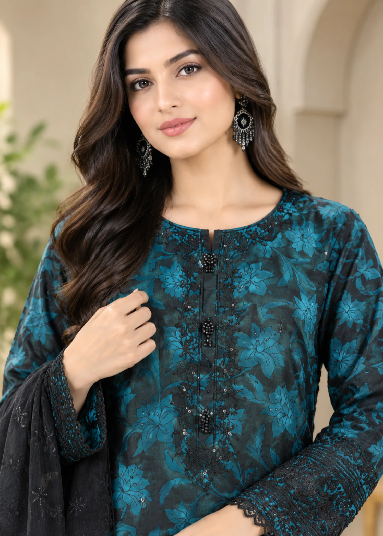 silk Kurta Set in Yale blue - view 2