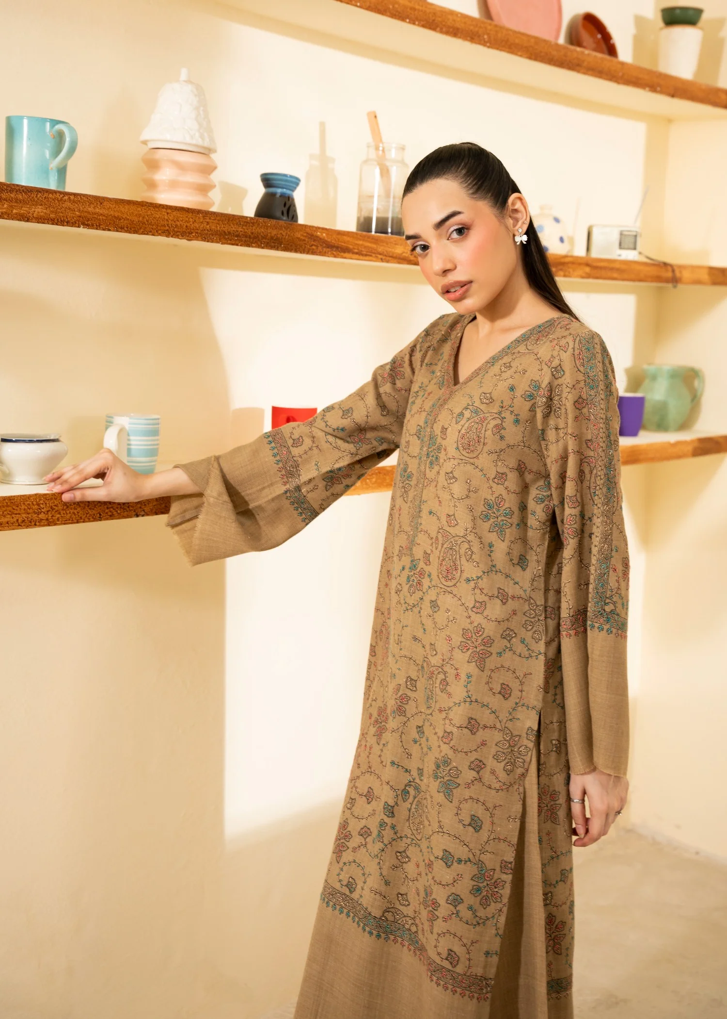pashmina wool Co Ord Sets in Beige - view 4