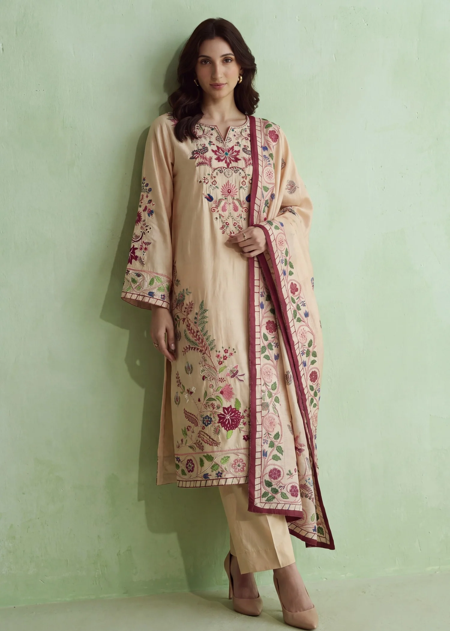 lawn Kurta Set in Pearl white