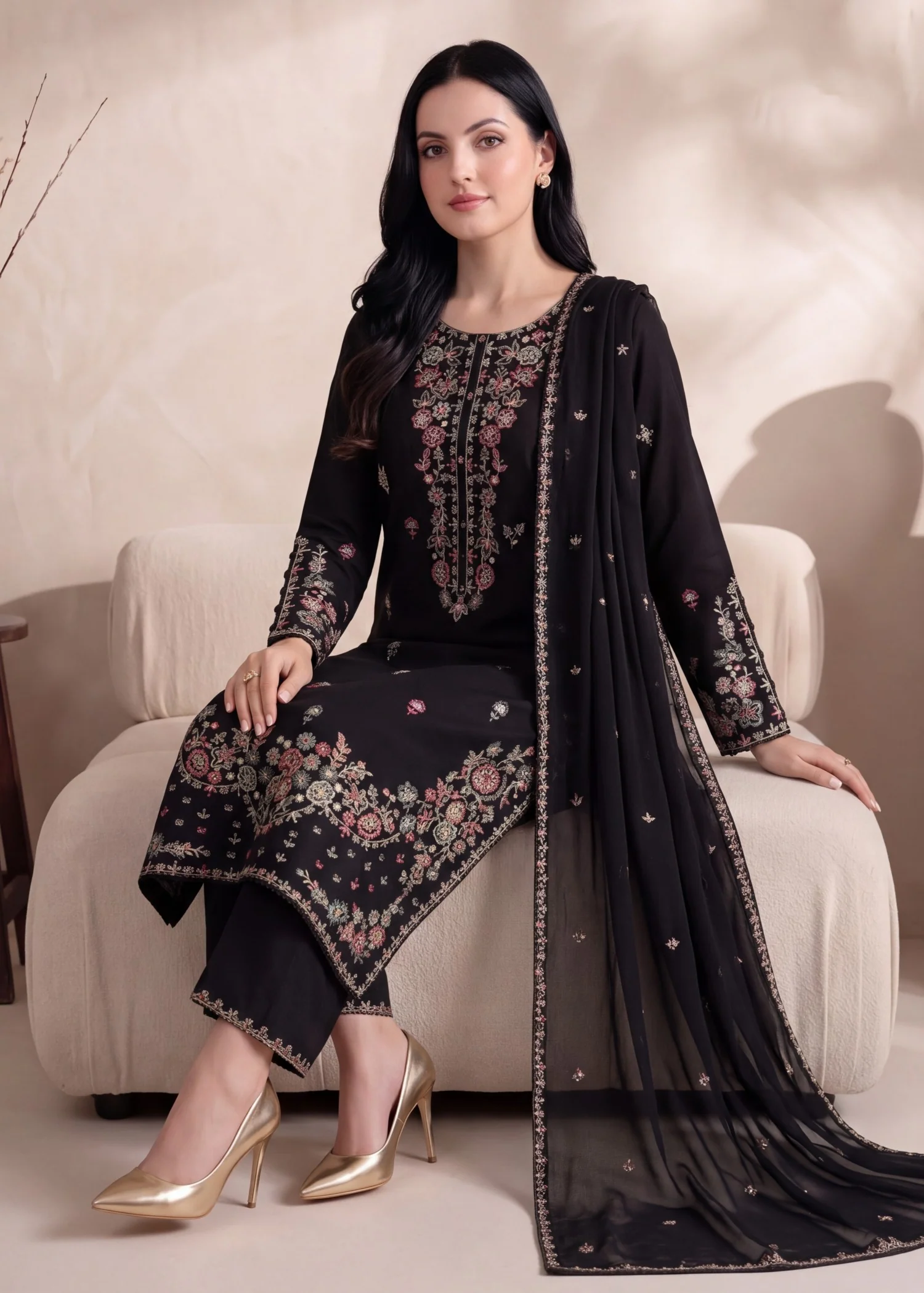lawn Kurta Set in Black - view 5
