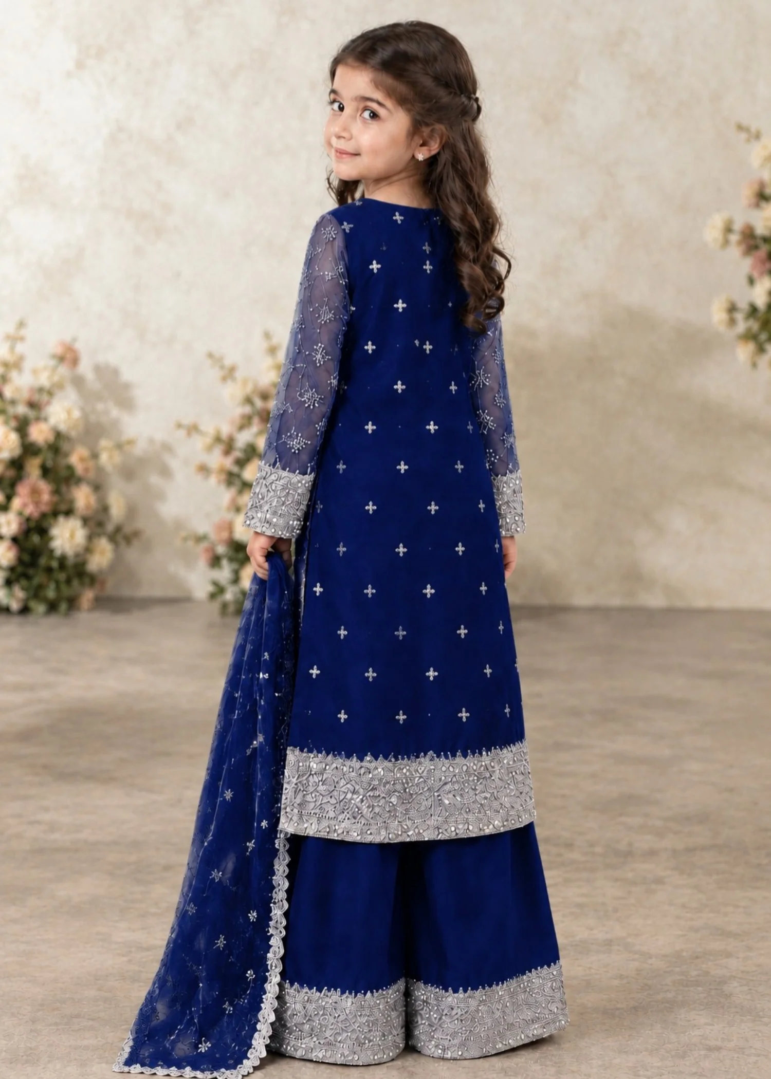 chiffon Kurta Set in Royal blue - view 2