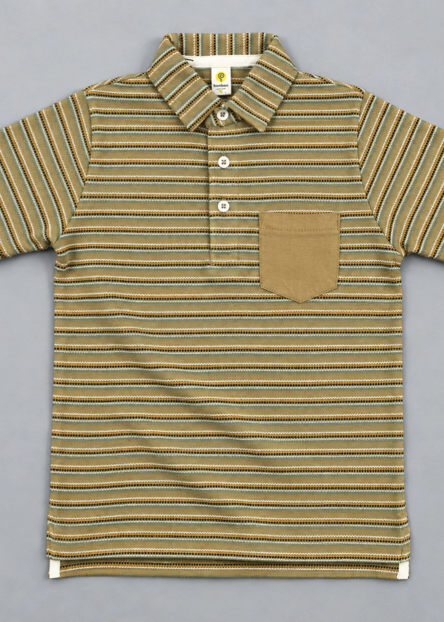 cotton pique Polo Shirt in Tan brown, olive green - view 3