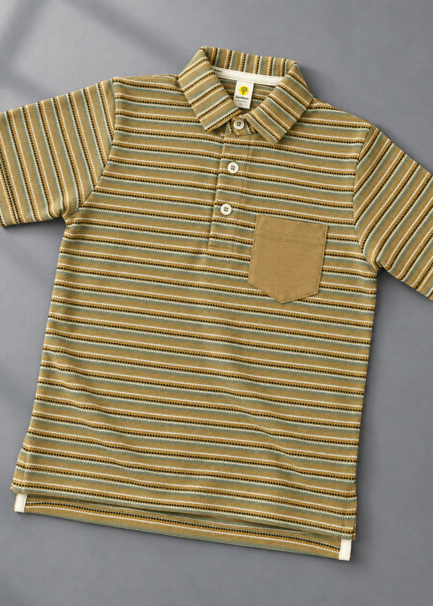 cotton pique Polo Shirt in Tan brown, olive green - view 2