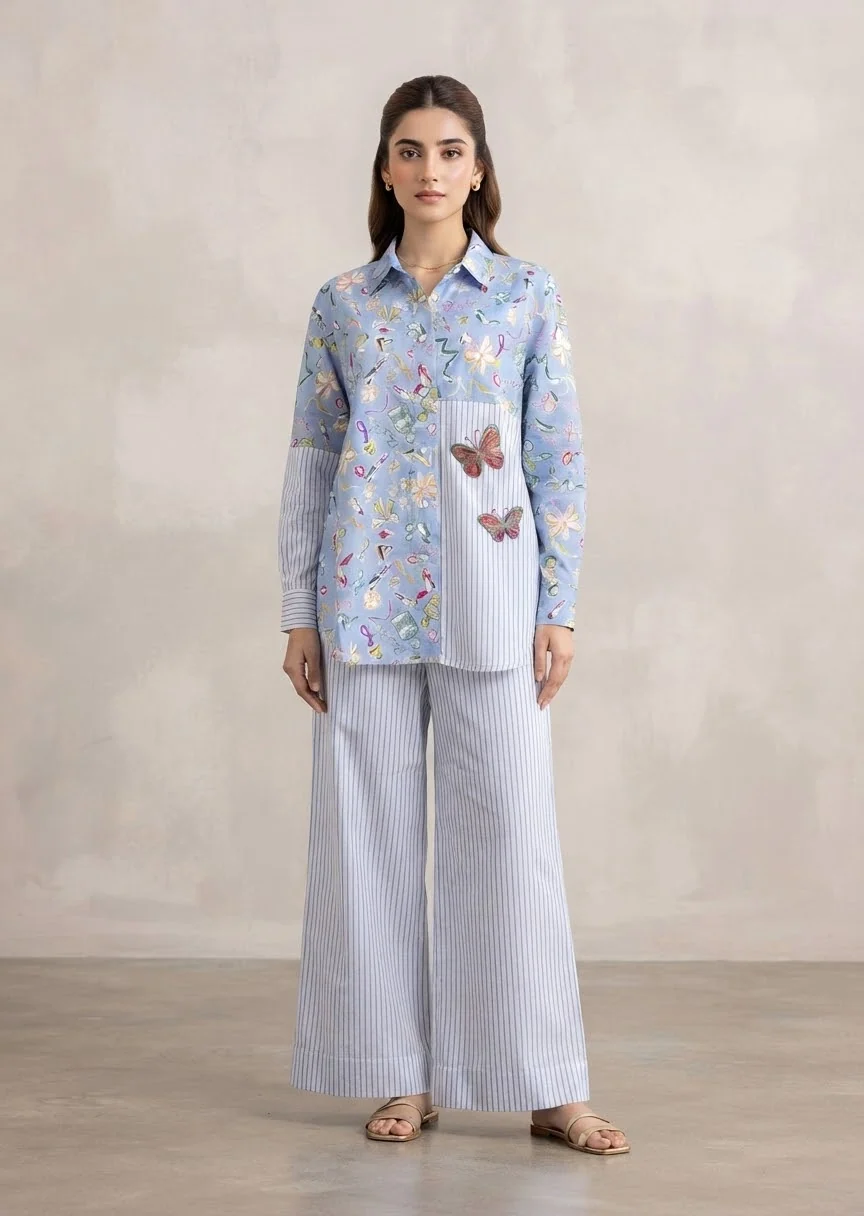 cotton Co Ord Sets in Ice blue