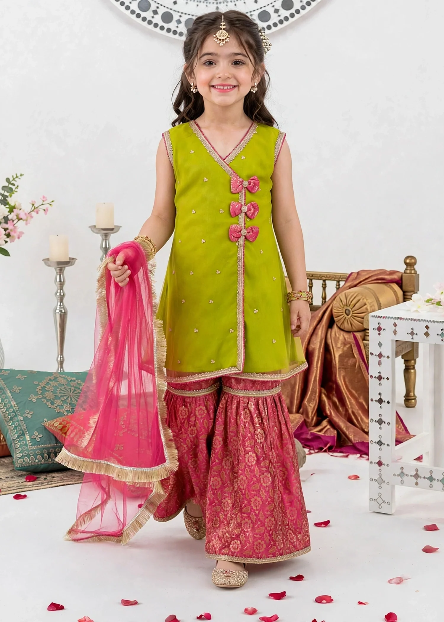 net Gharara in Yellow green - view 4