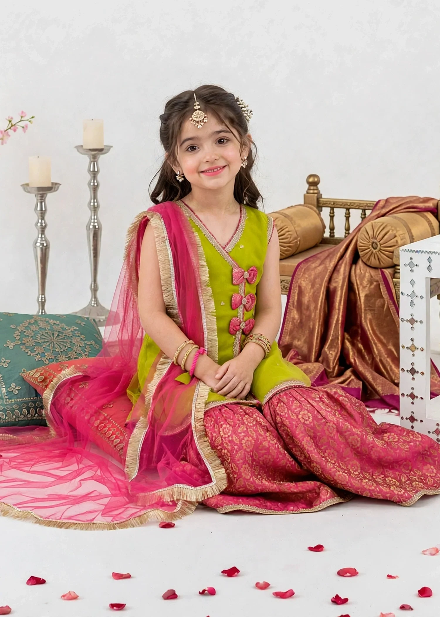 net Gharara in Yellow green - view 8
