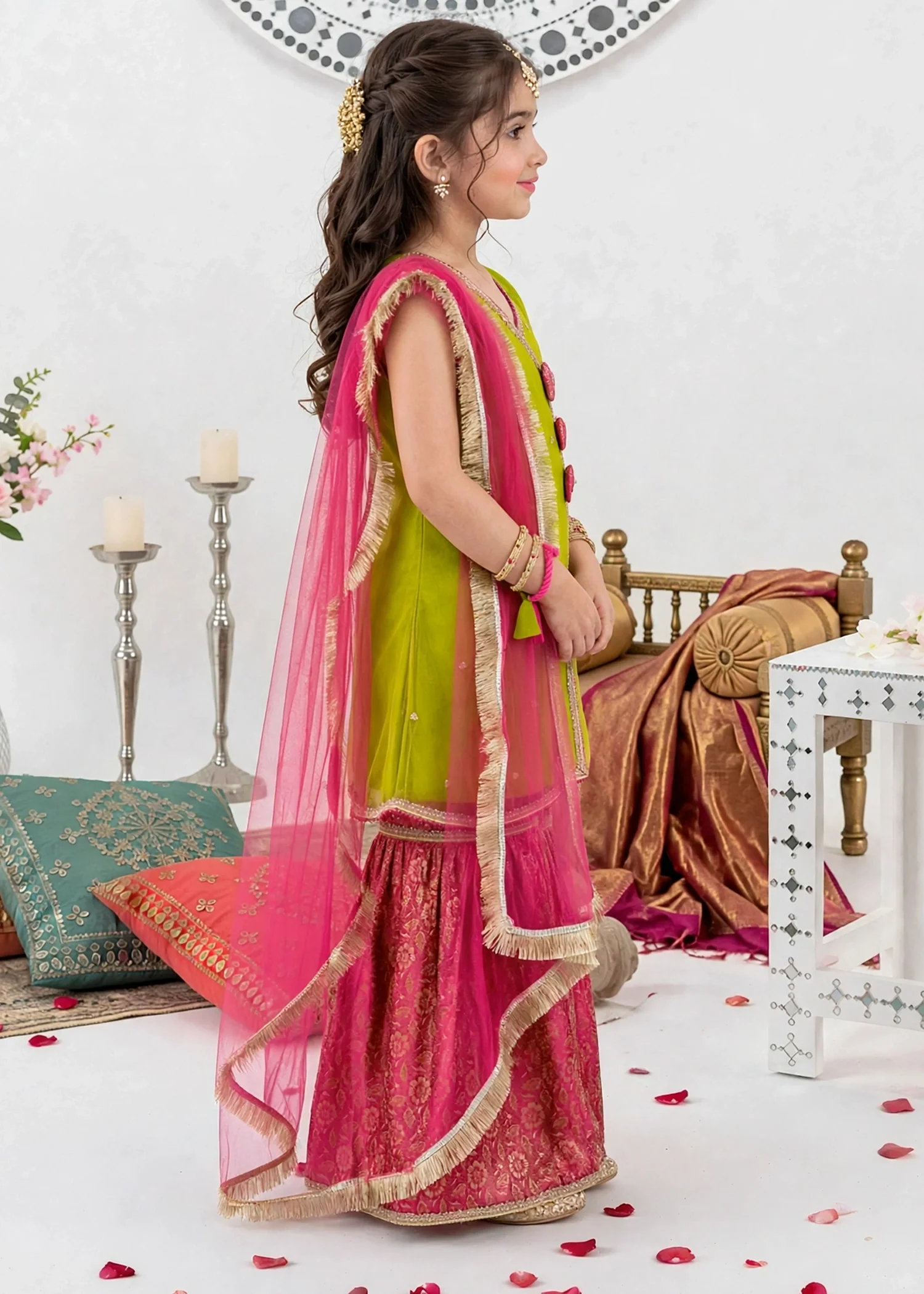 net Gharara in Yellow green - view 7