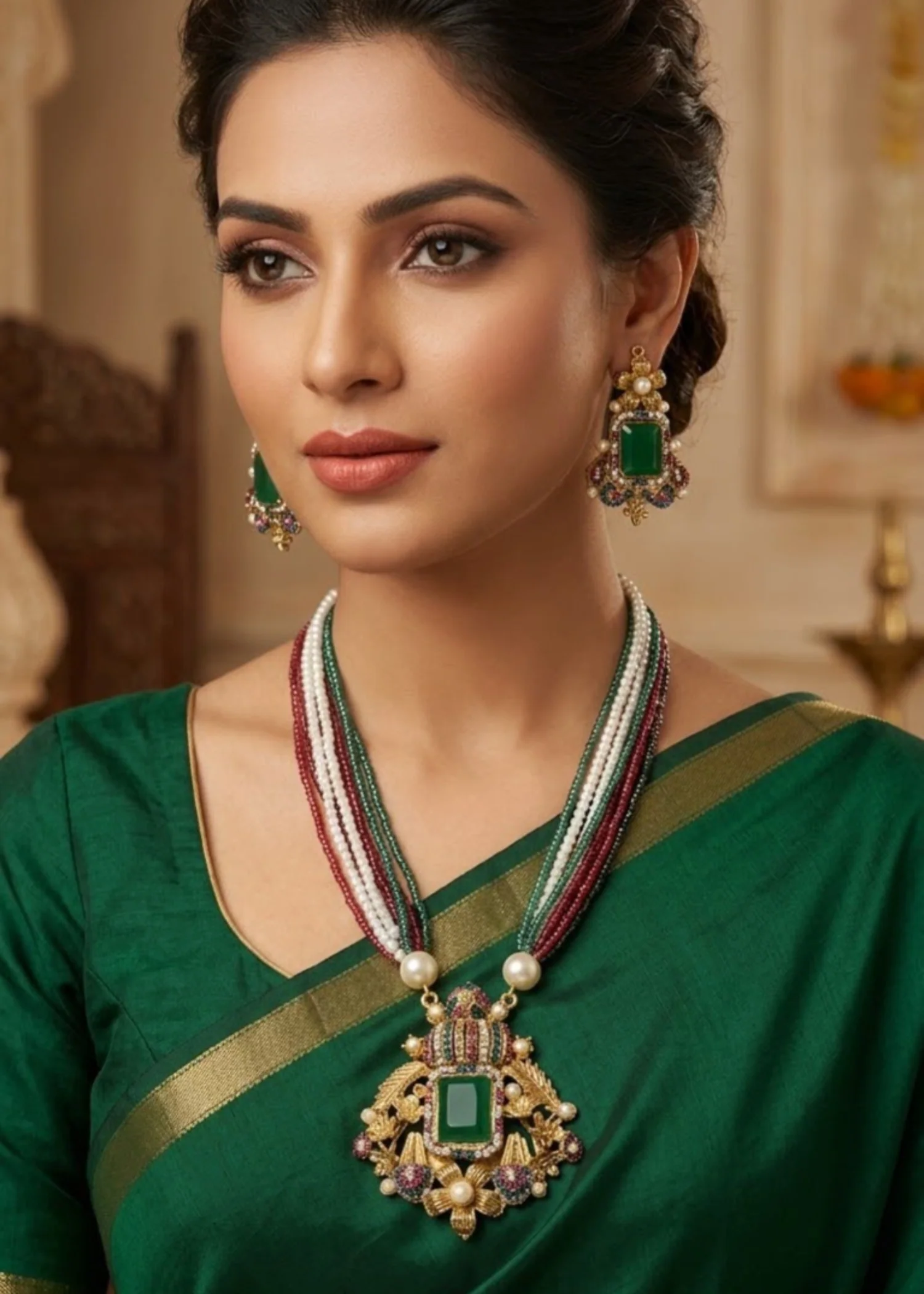 Jewelry Set in Bottle green, gold Color by - Trendy Women Jewelry Set  - jewelry sets gold at ShoplyHub